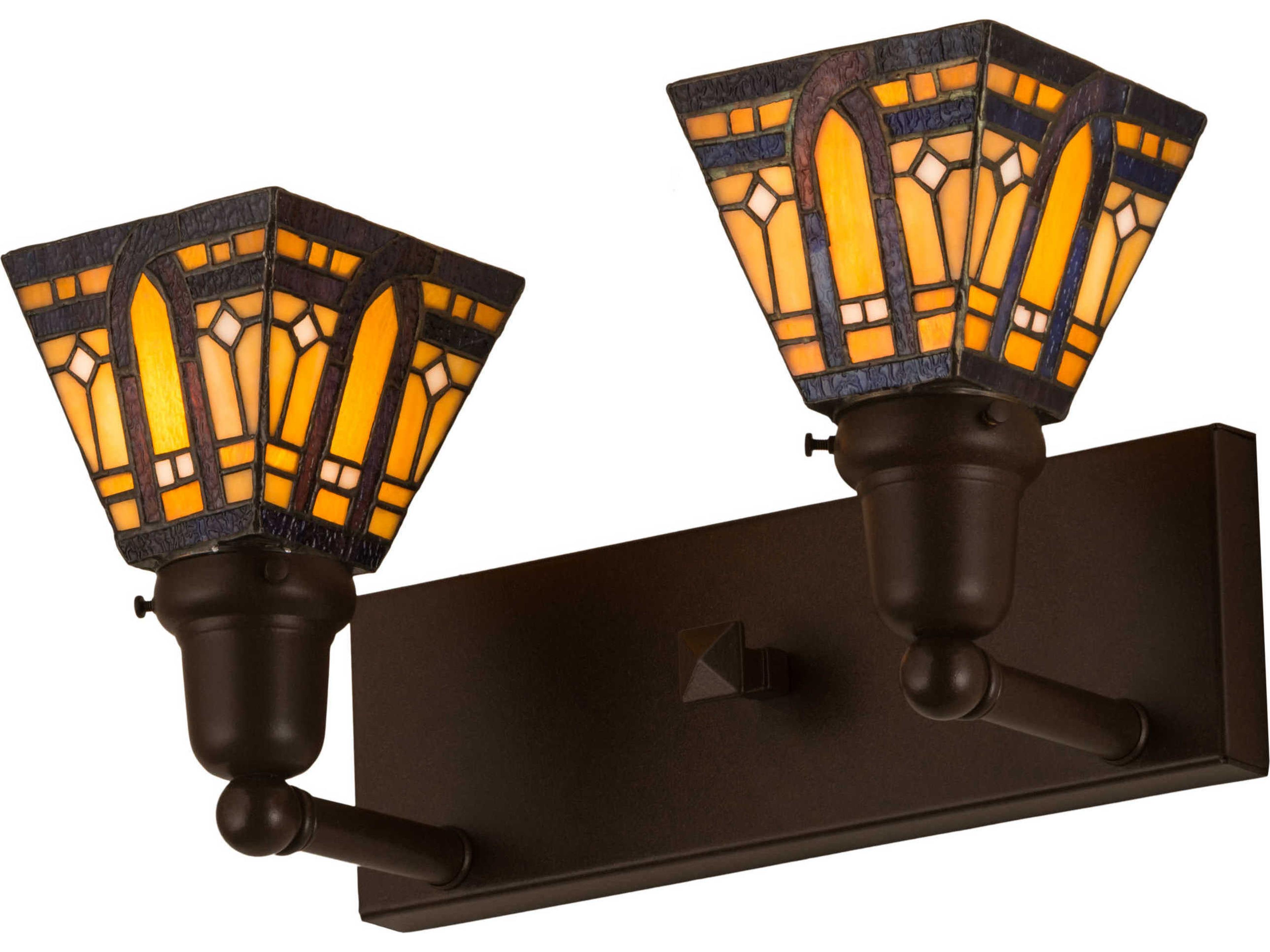 2-Light Brown Glass Vanity Light