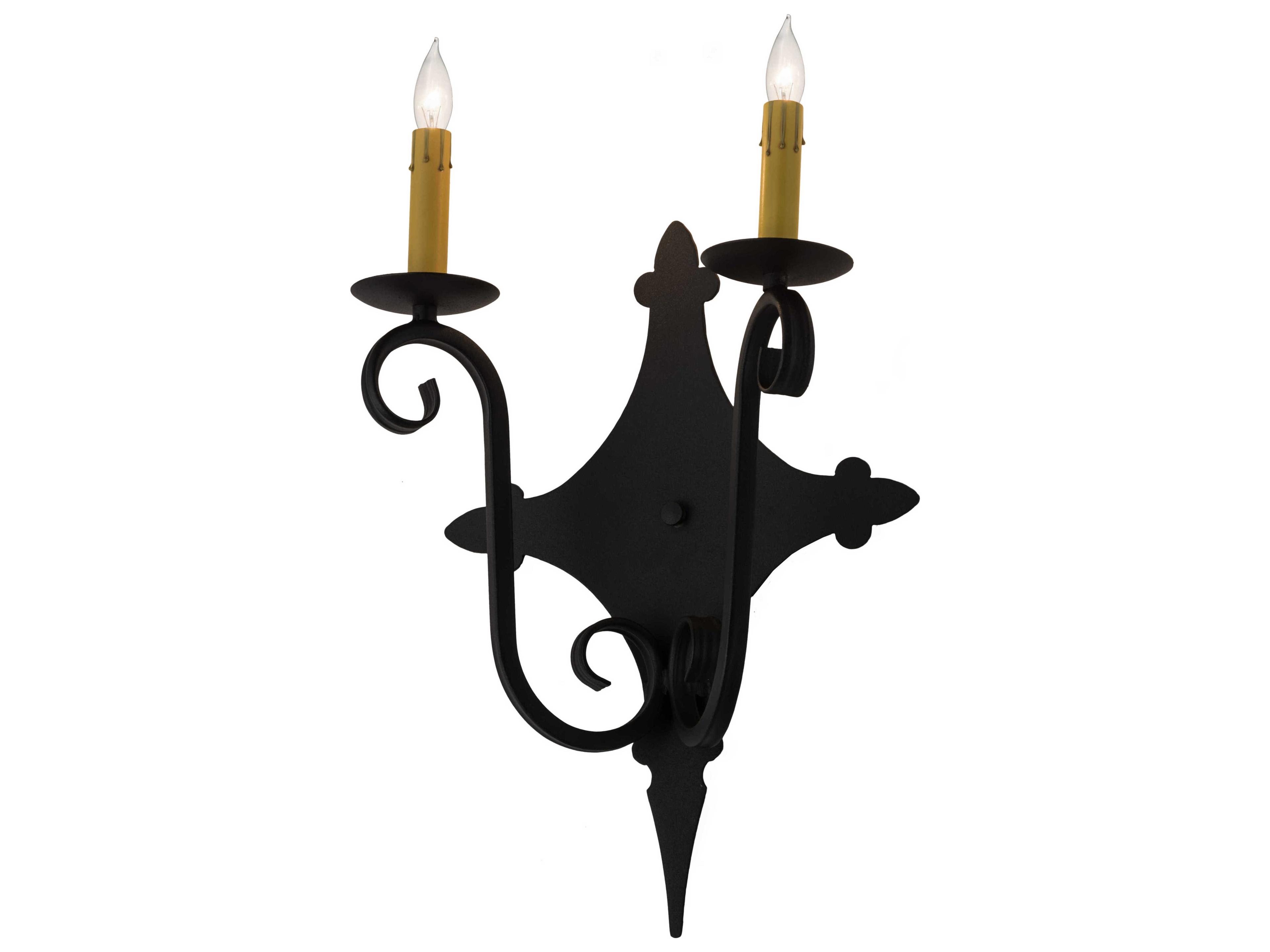 Angelique 2-Light Black Glass Wall Sconce