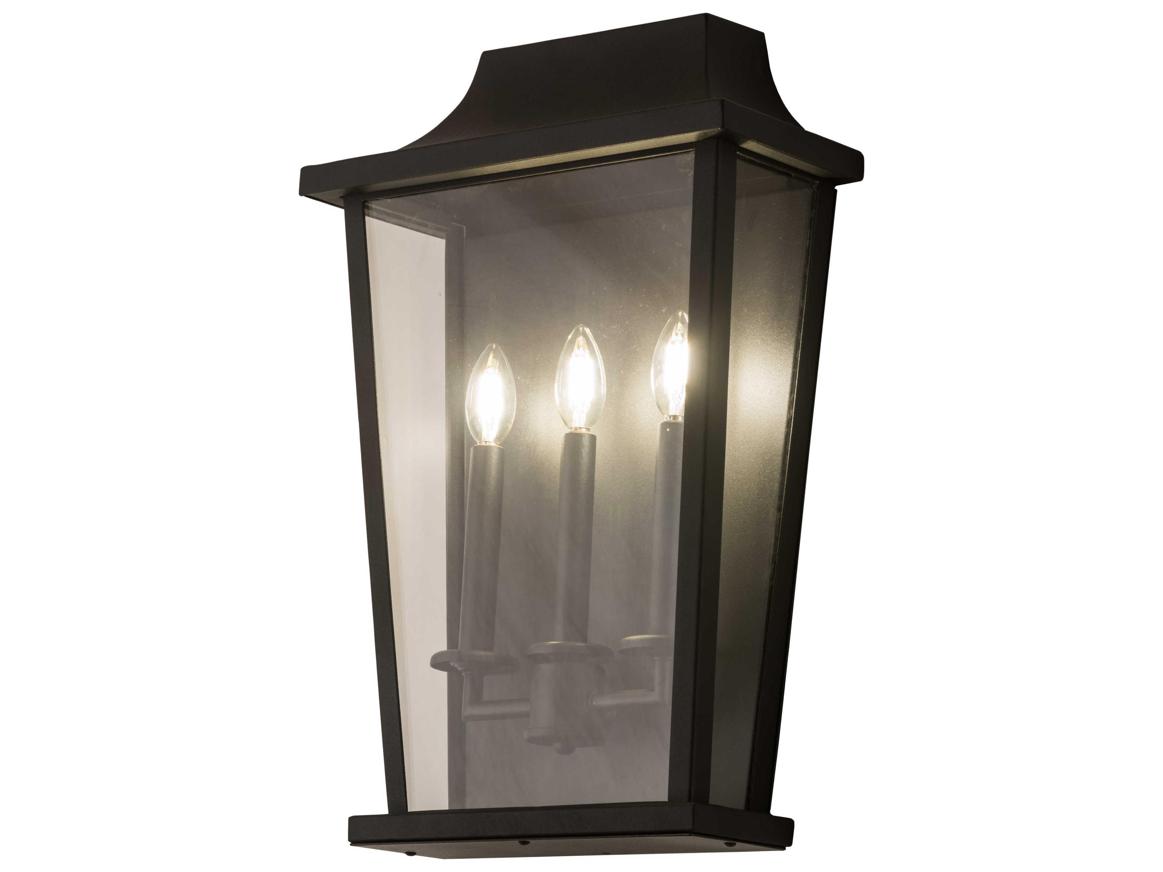 3-Light Black Glass Wall Sconce