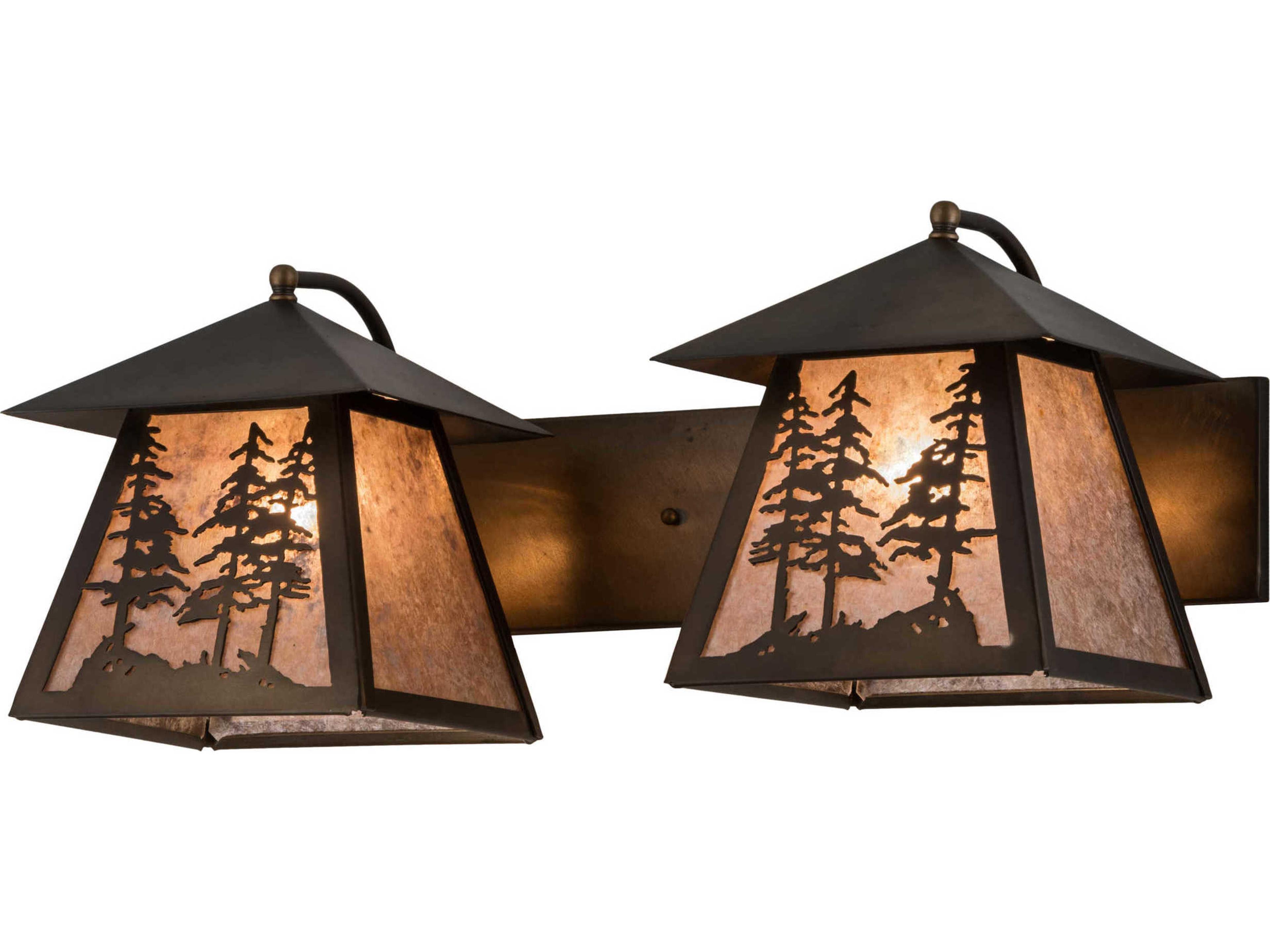 2-Light Copper Glass Vanity Light