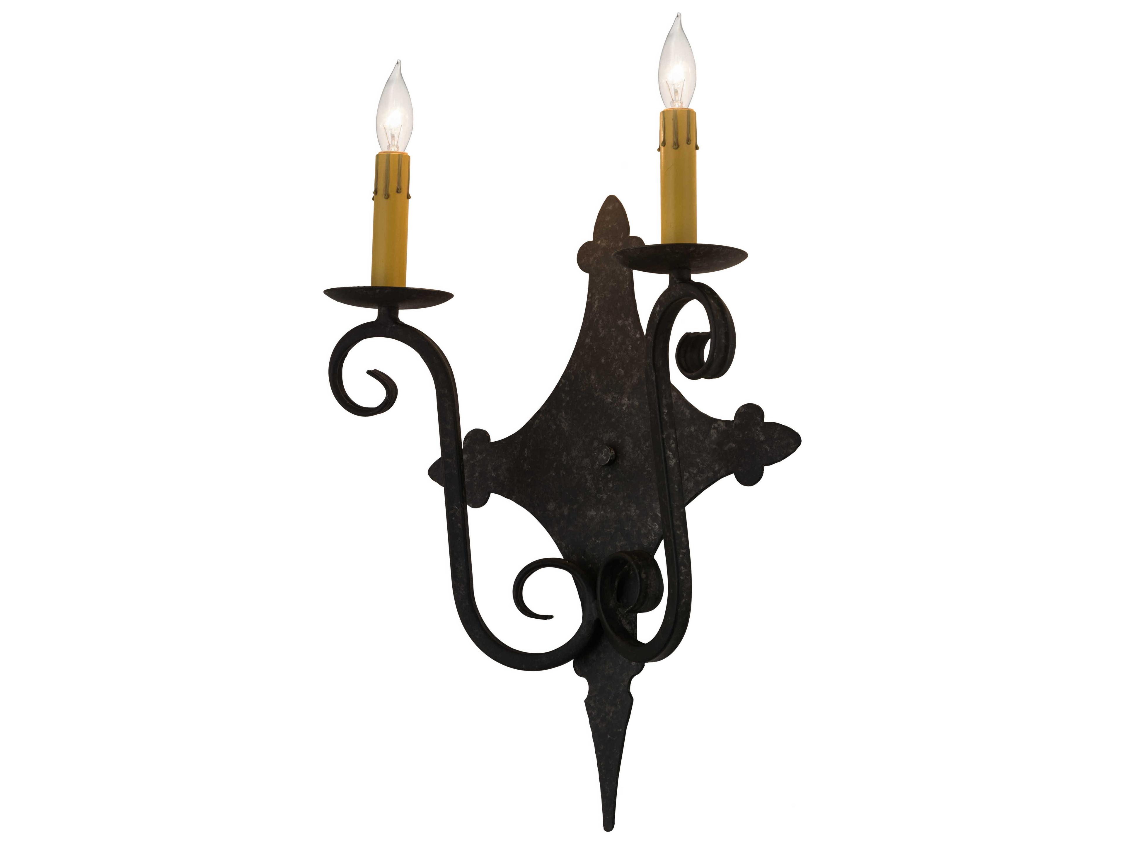 Angelique 2-Light Black Glass Wall Sconce