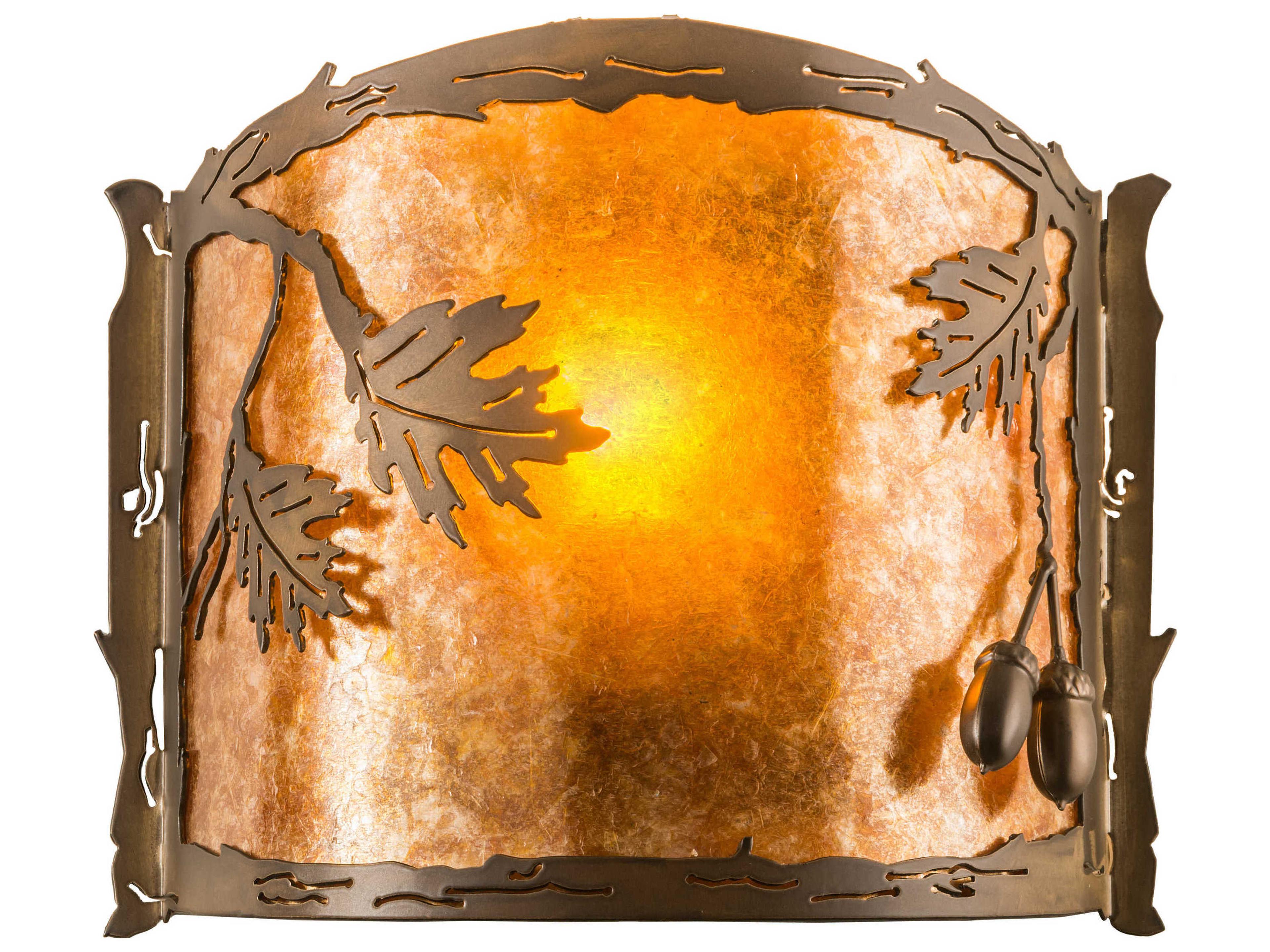 Oak Leaf & Acorn 1-Light Copper Glass Wall Sconce