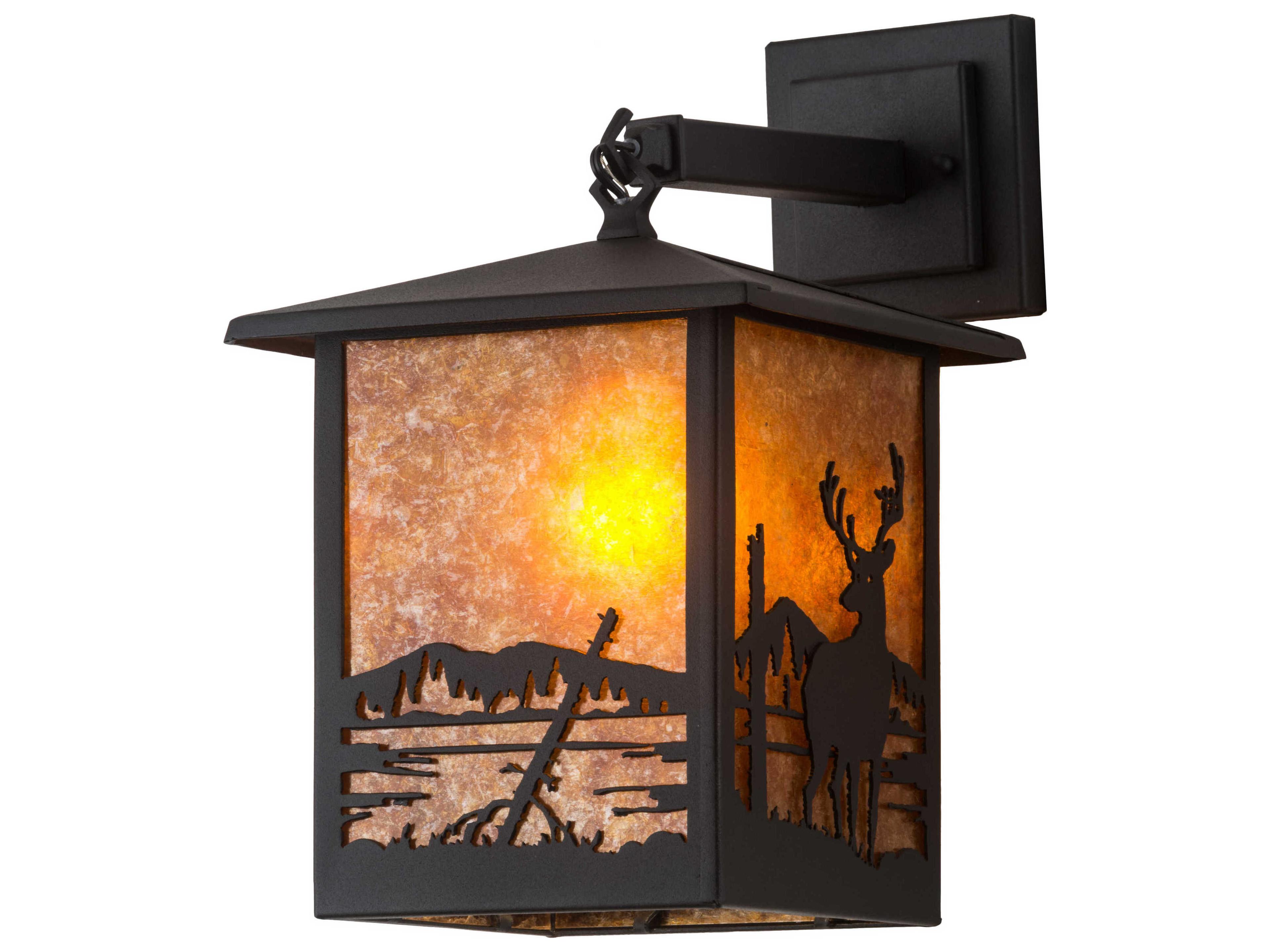 1-Light Black Glass Wall Sconce