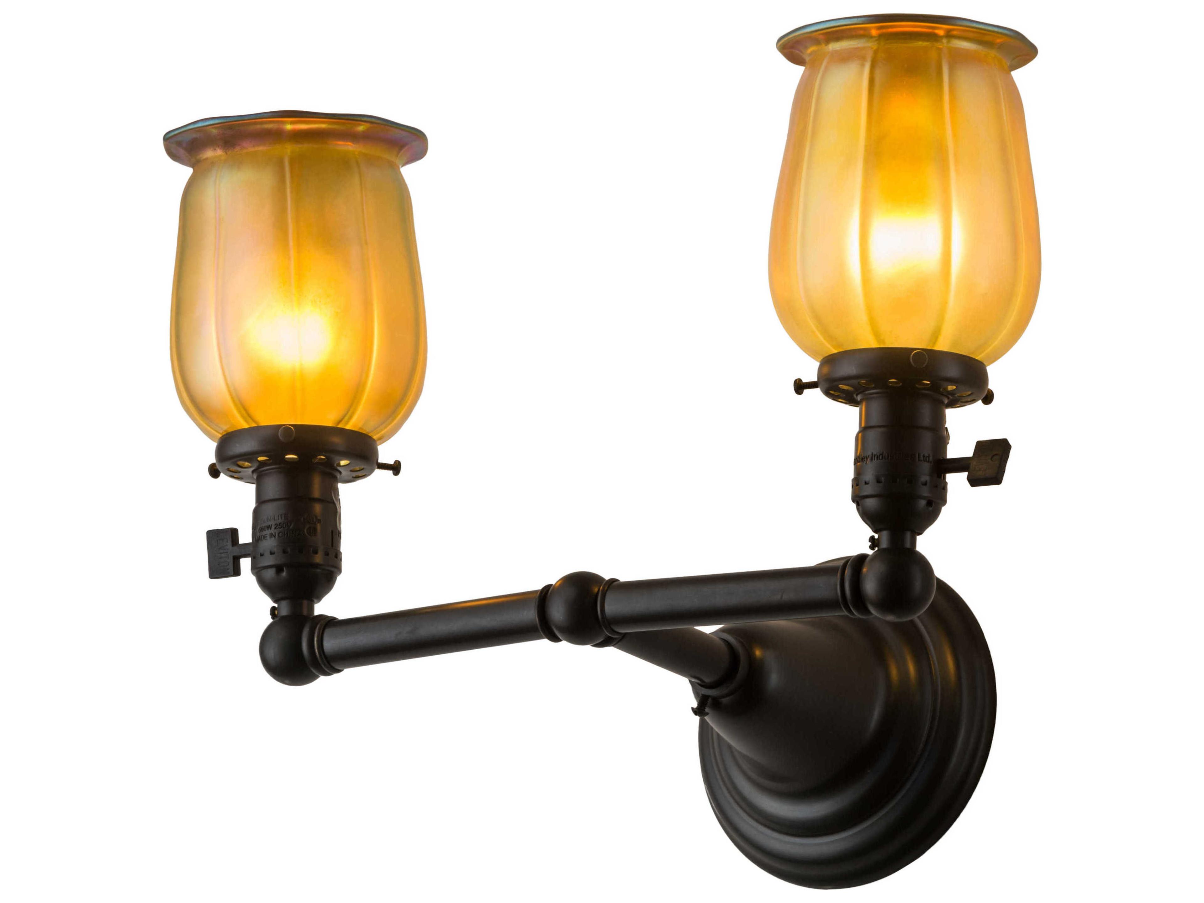 2-Light Brown Glass Wall Sconce