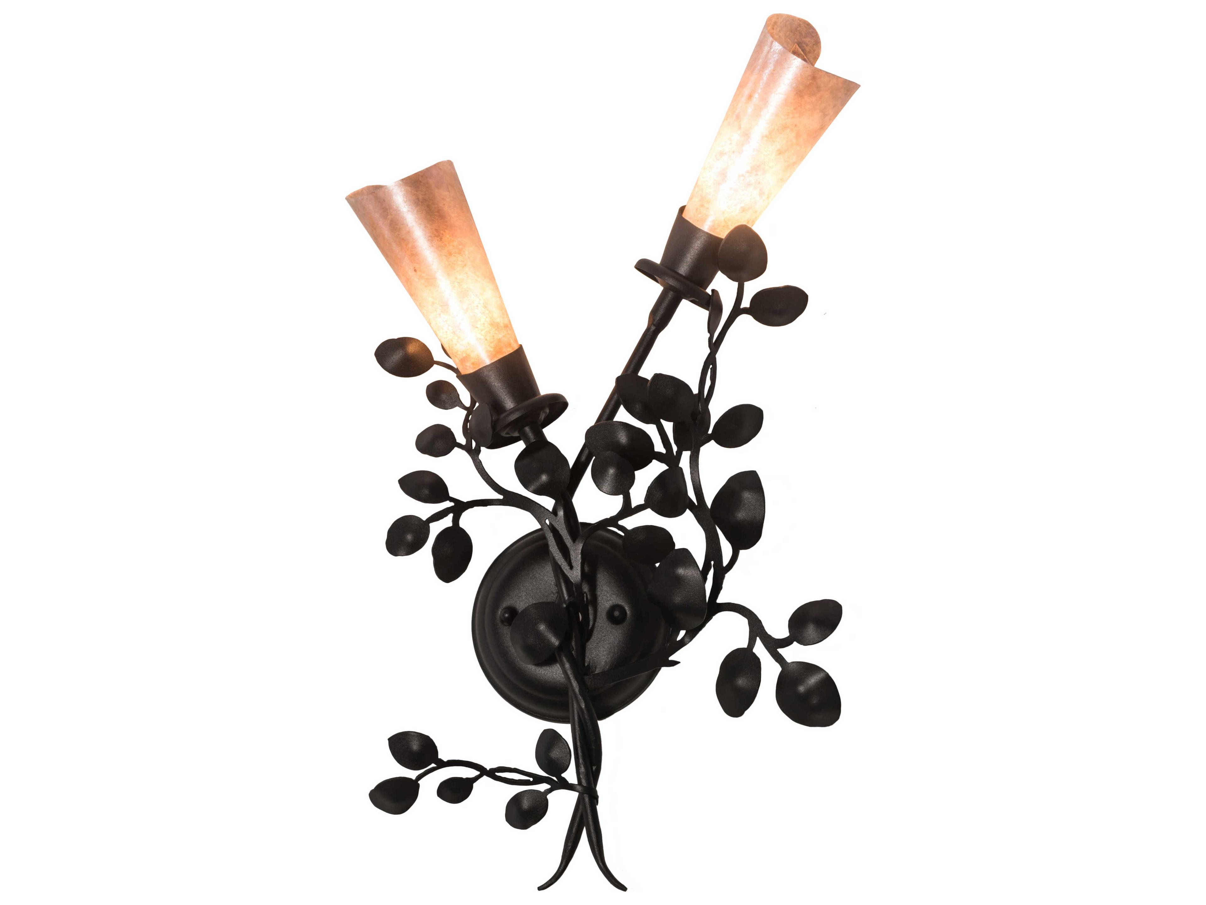 2-Light Black Glass Wall Sconce