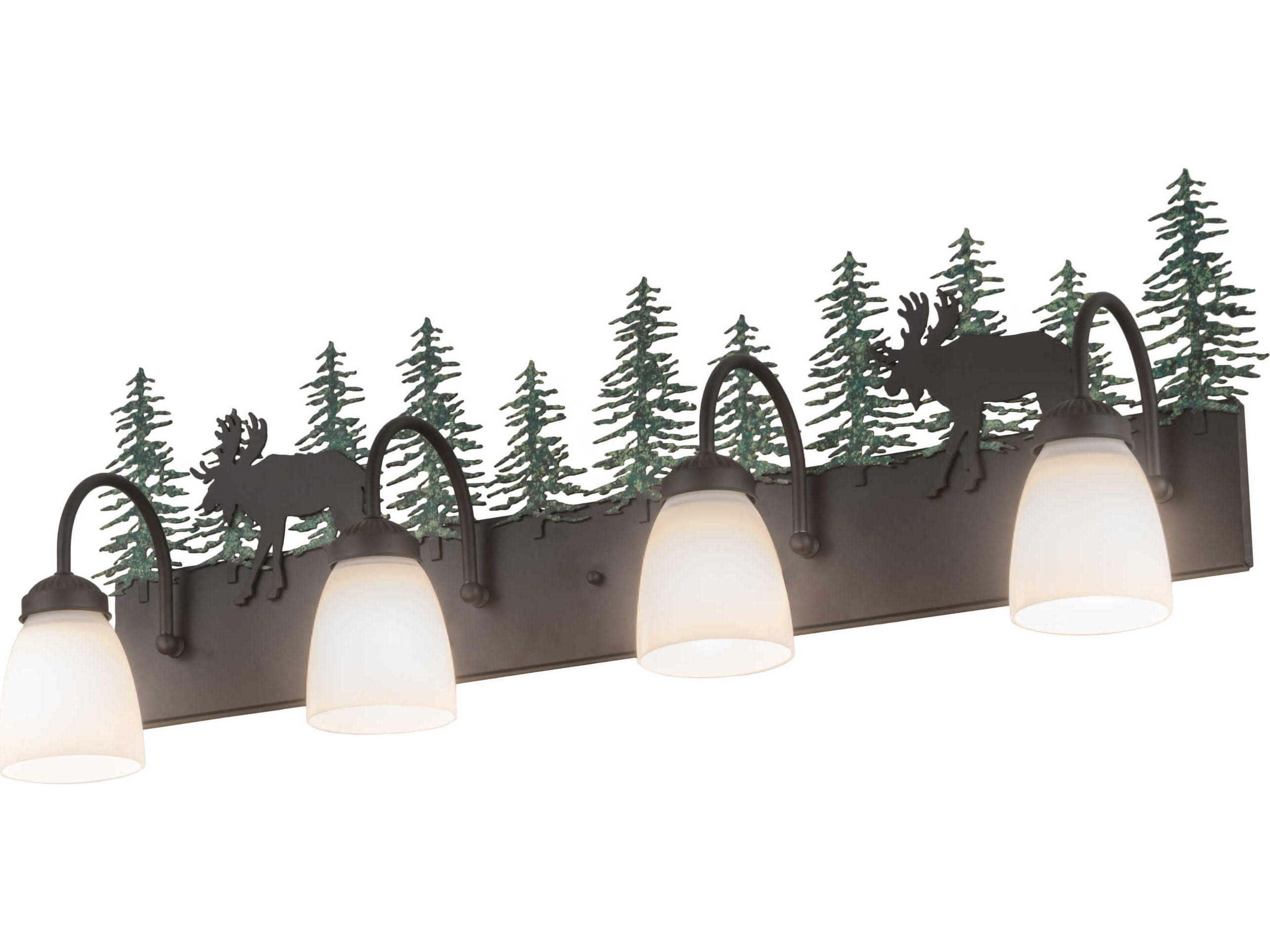 4-Light Bronze Glass Vanity Light