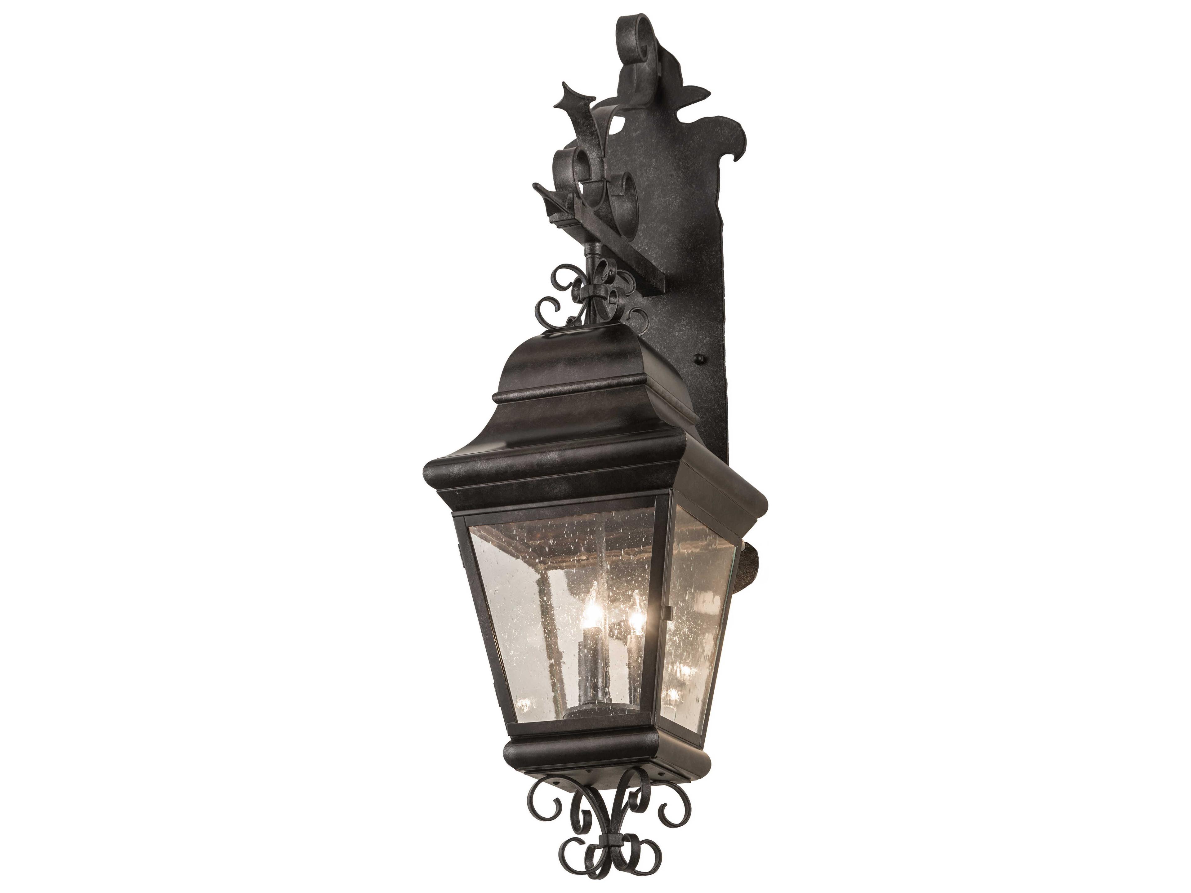 3-Light Black Glass Wall Sconce