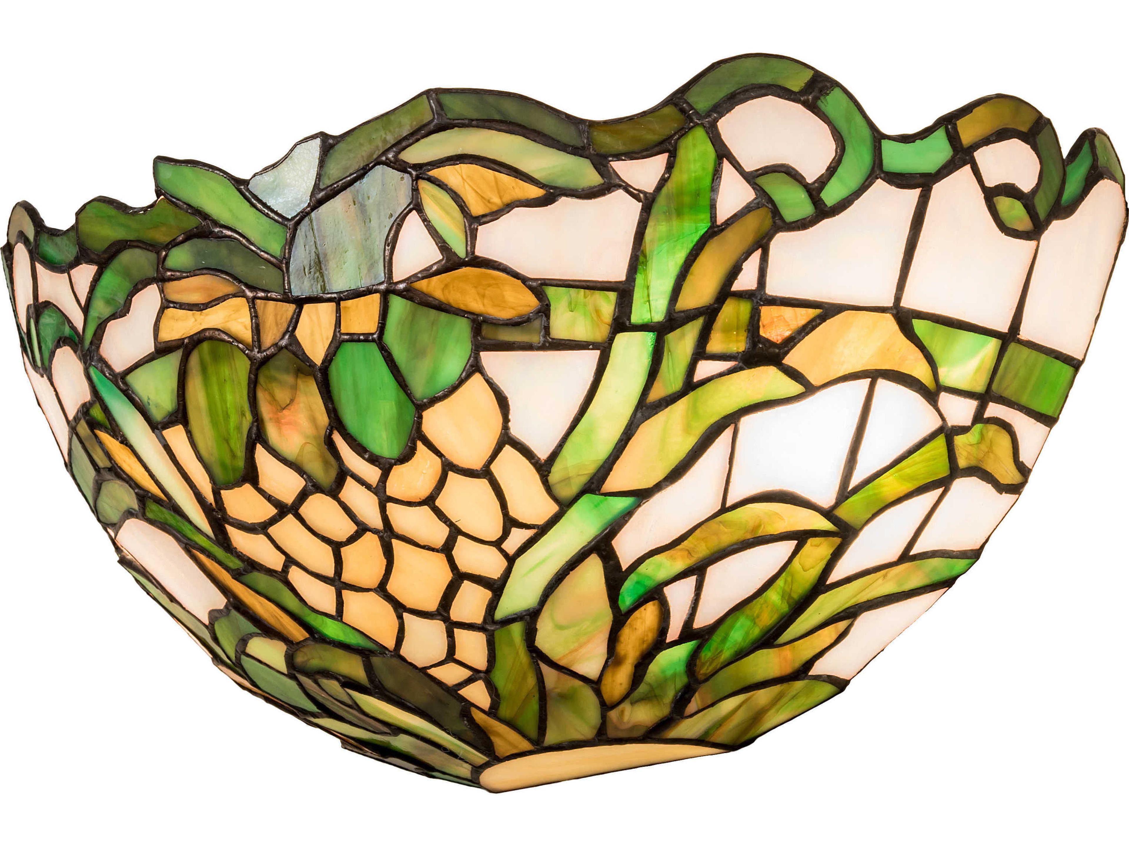 2-Light Green Glass Tiffany Wall Sconce