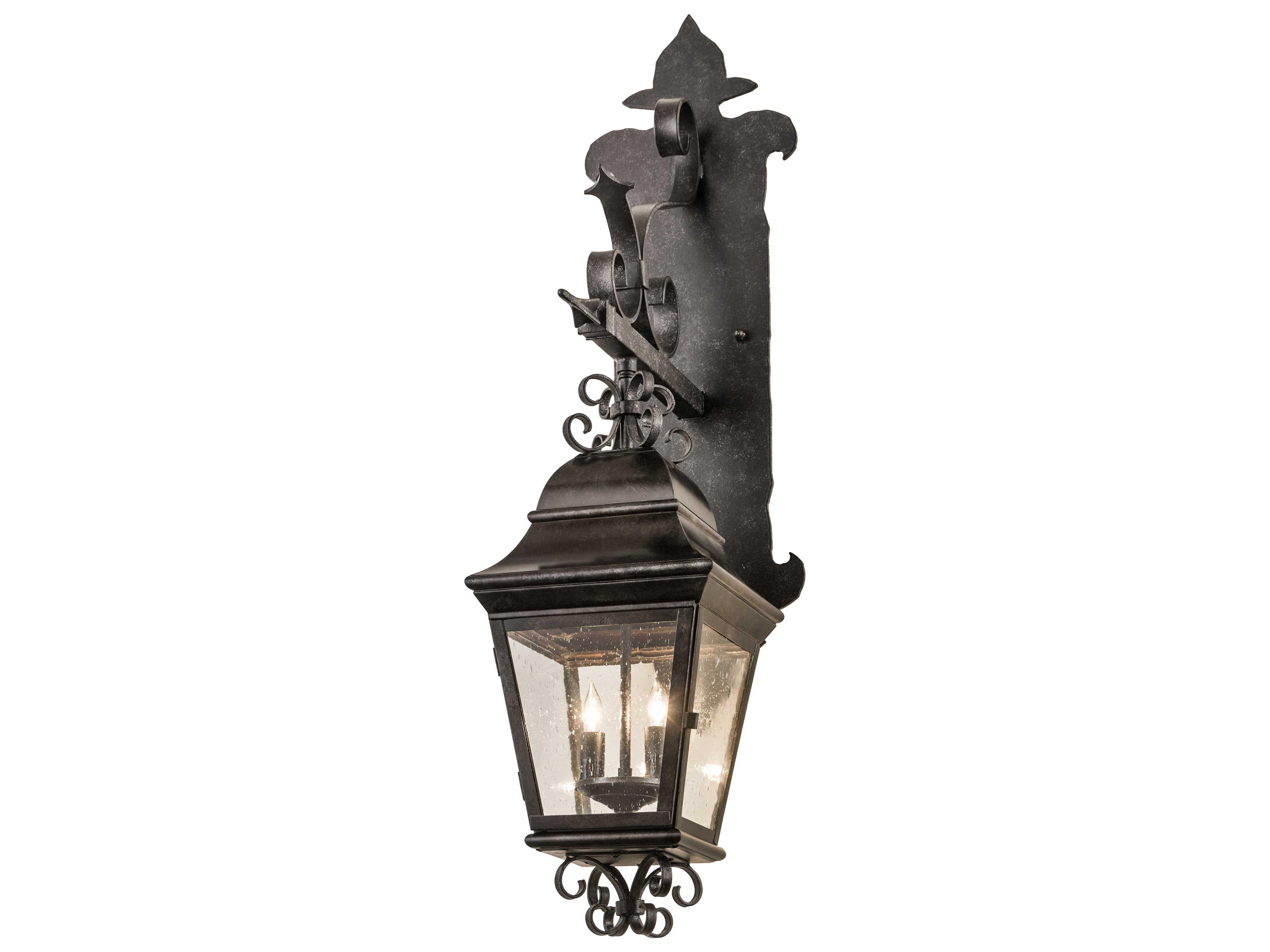 2-Light Black Glass Wall Sconce
