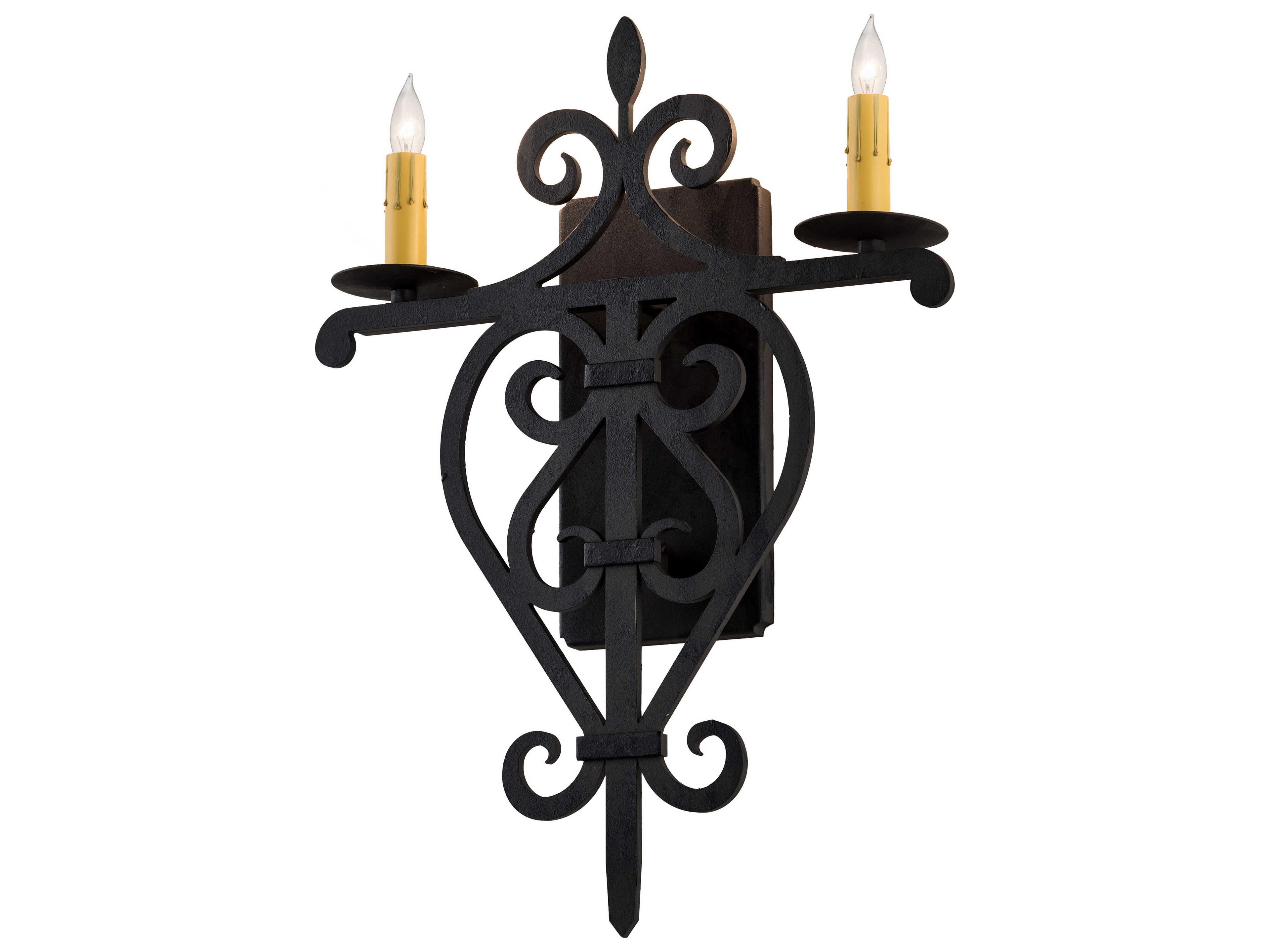 2-Light Black Glass LED Wall Sconce