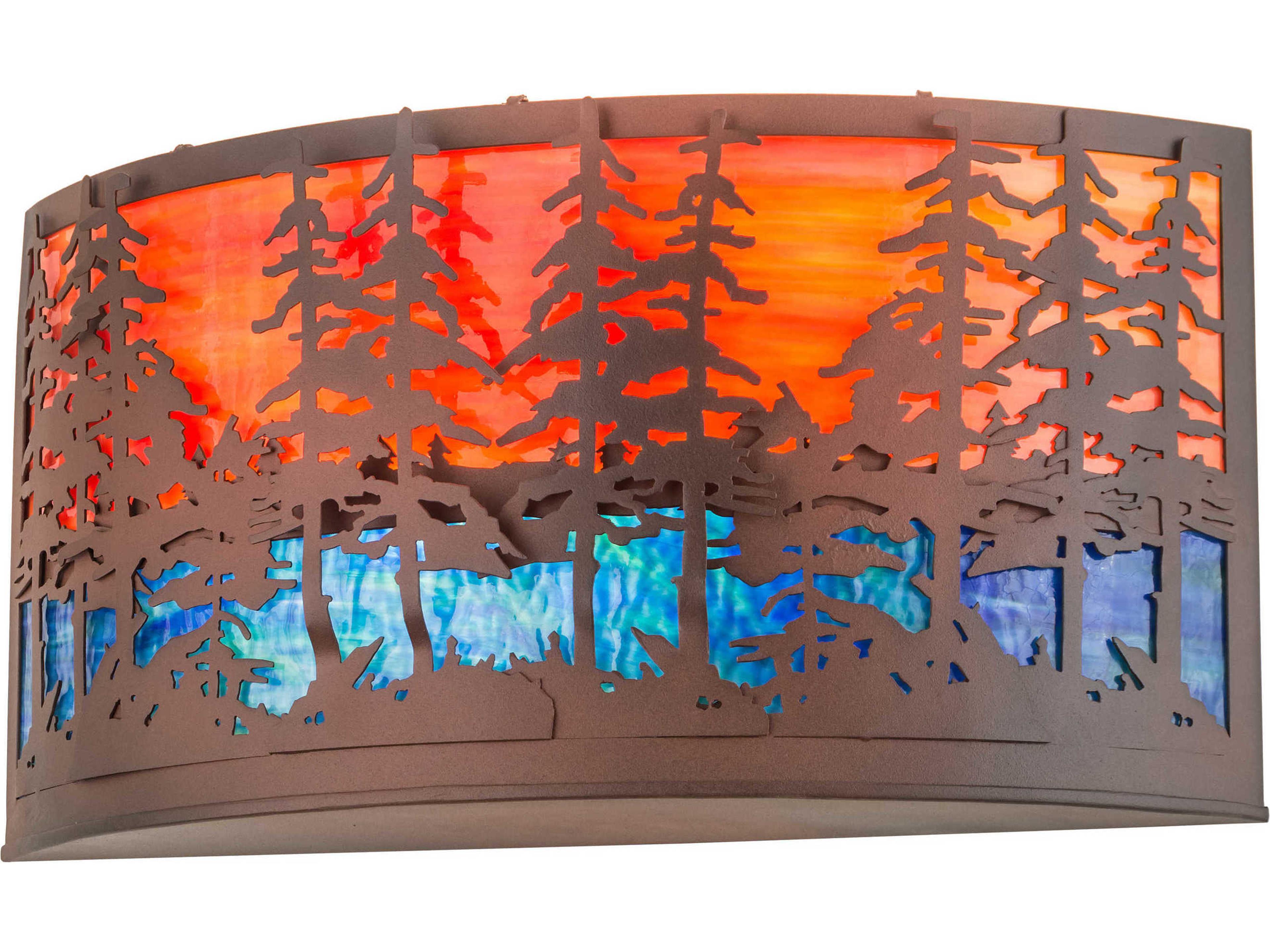 2-Light Blue Glass Vanity Light