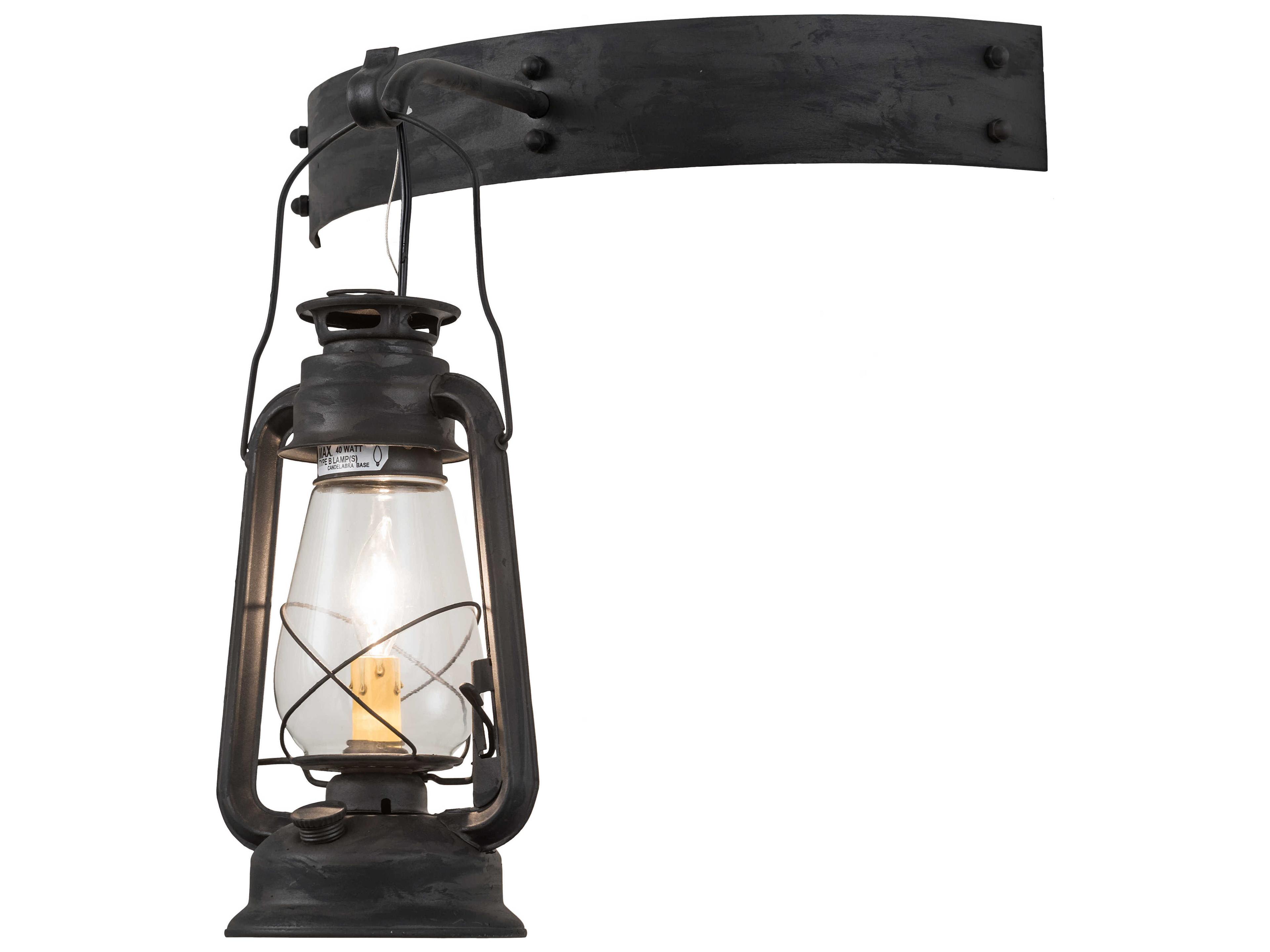 1-Light Black Glass Wall Sconce