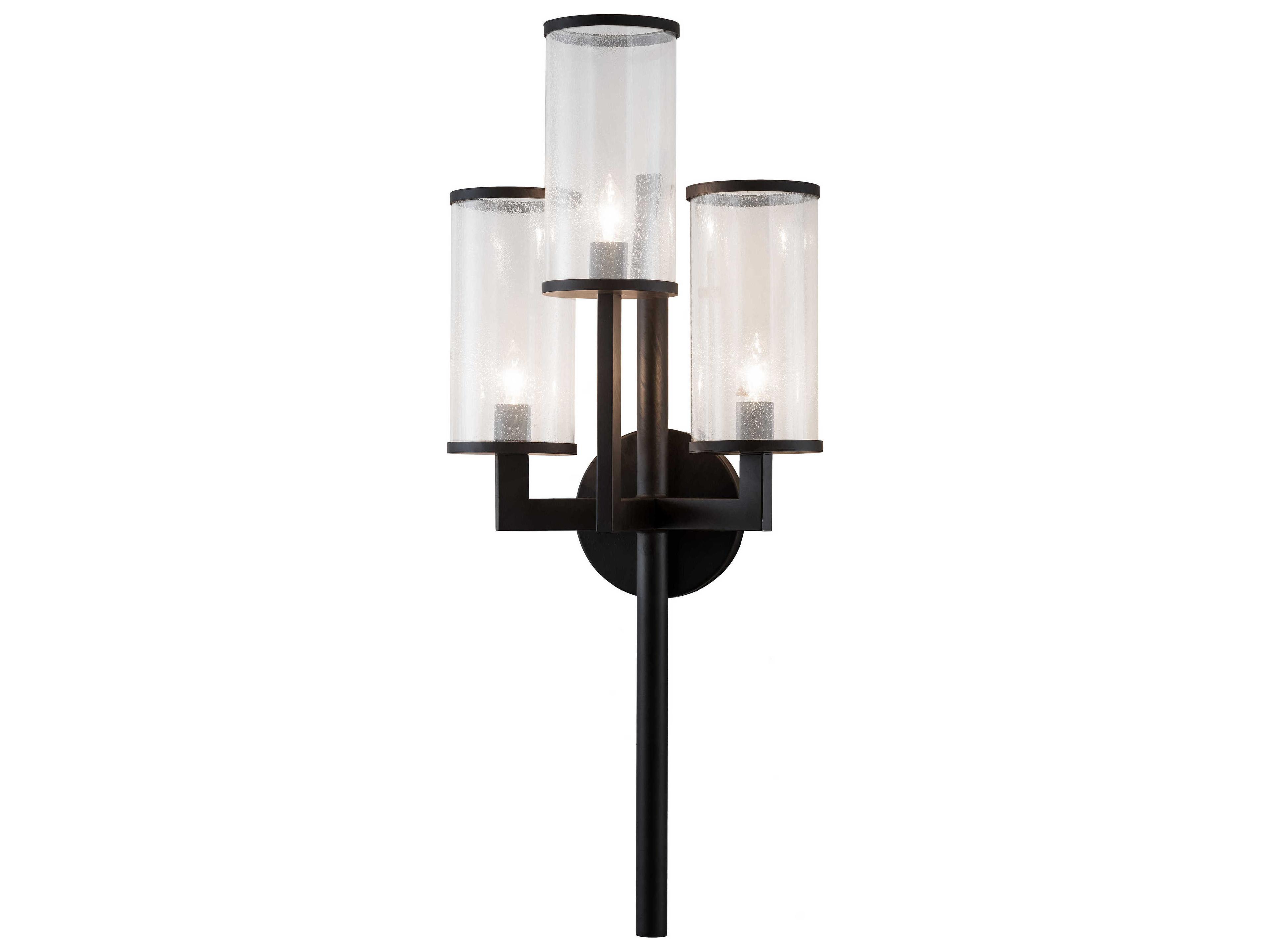 3-Light Bronze Glass Wall Sconce