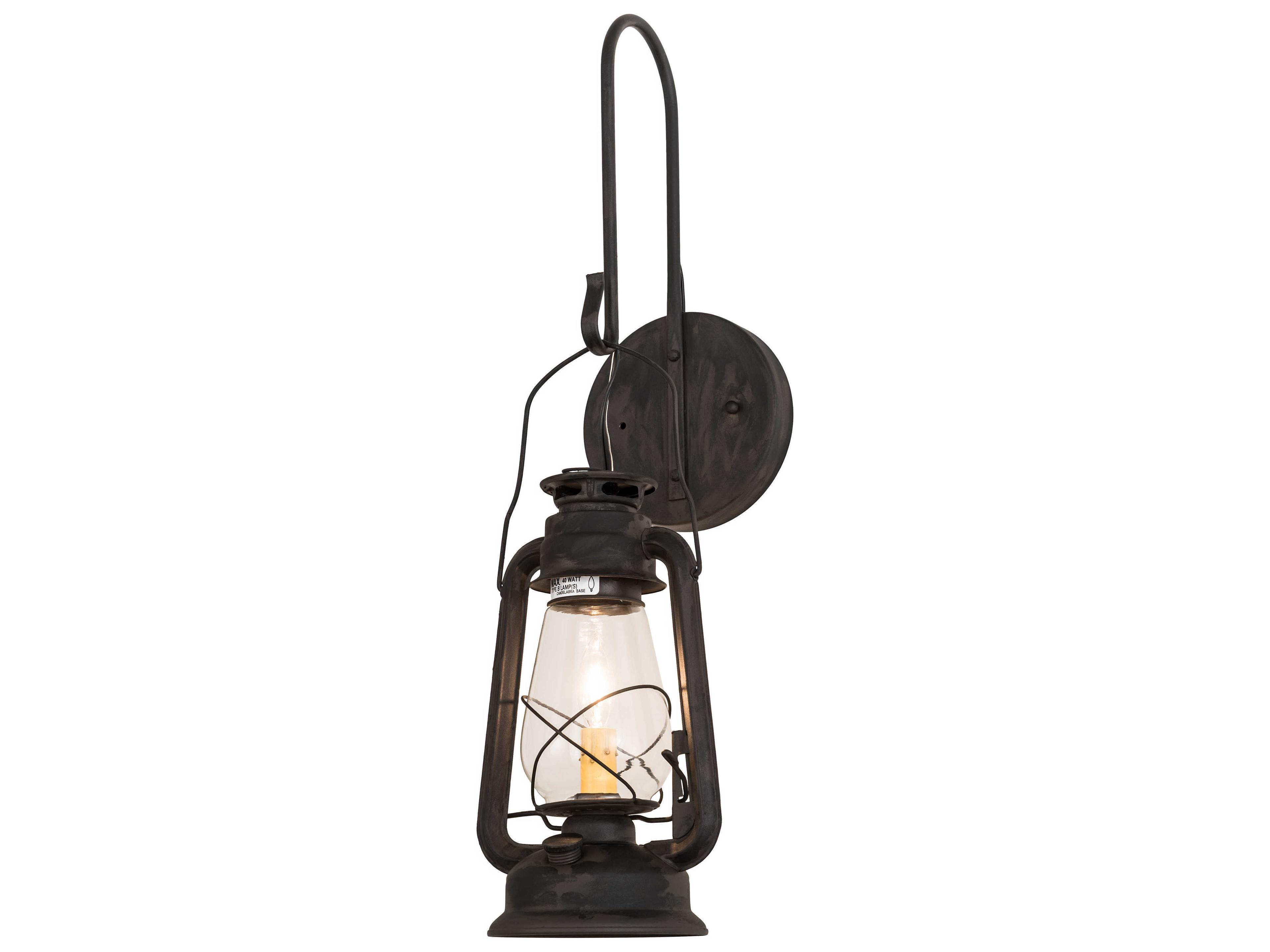 1-Light Black Glass Wall Sconce