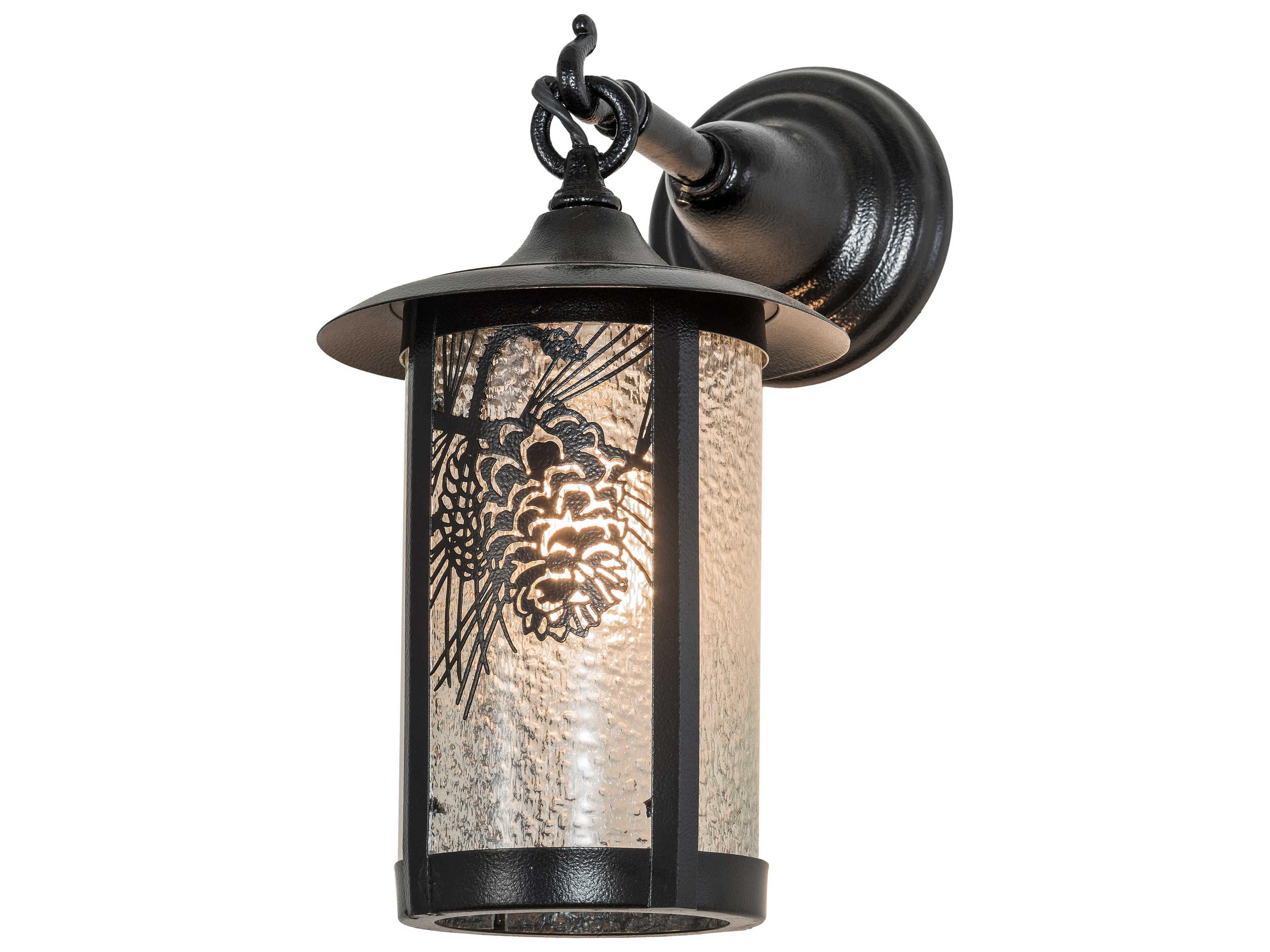 1-Light Black Glass Wall Sconce