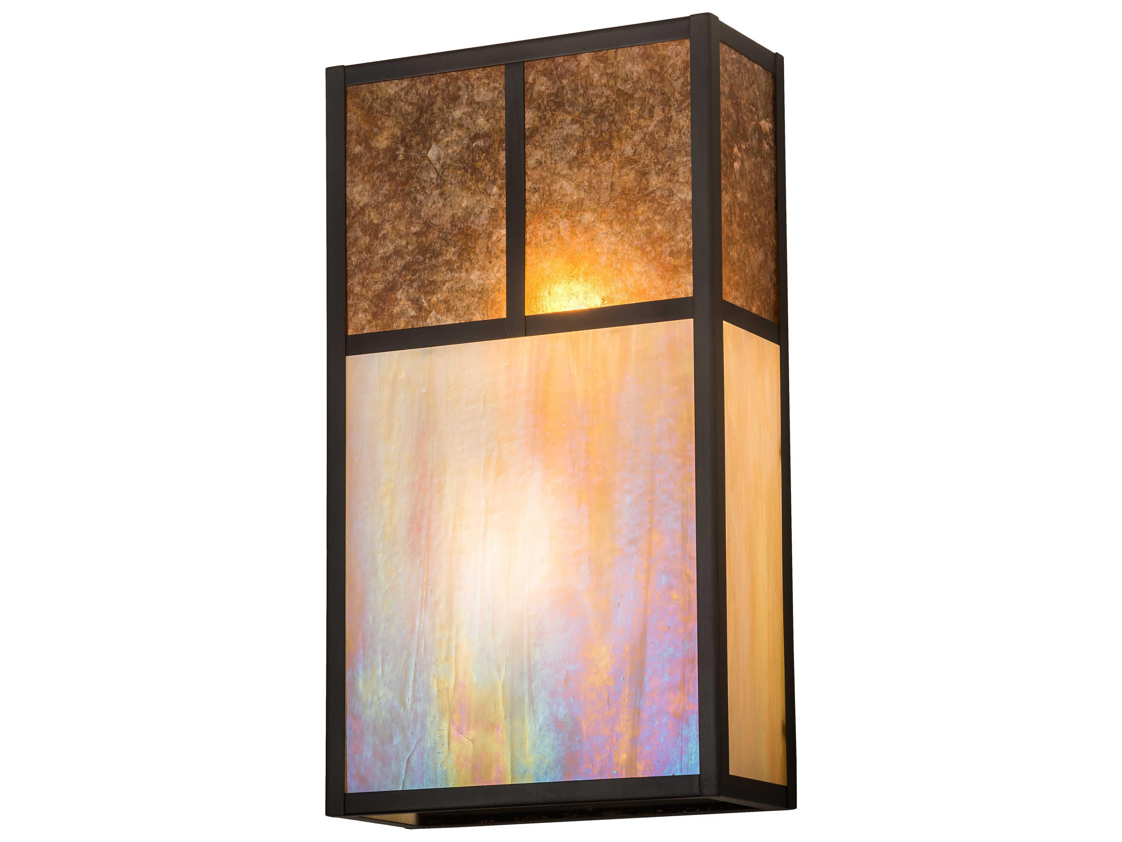 Hyde Park T Mission 2-Light Brown Glass Wall Sconce