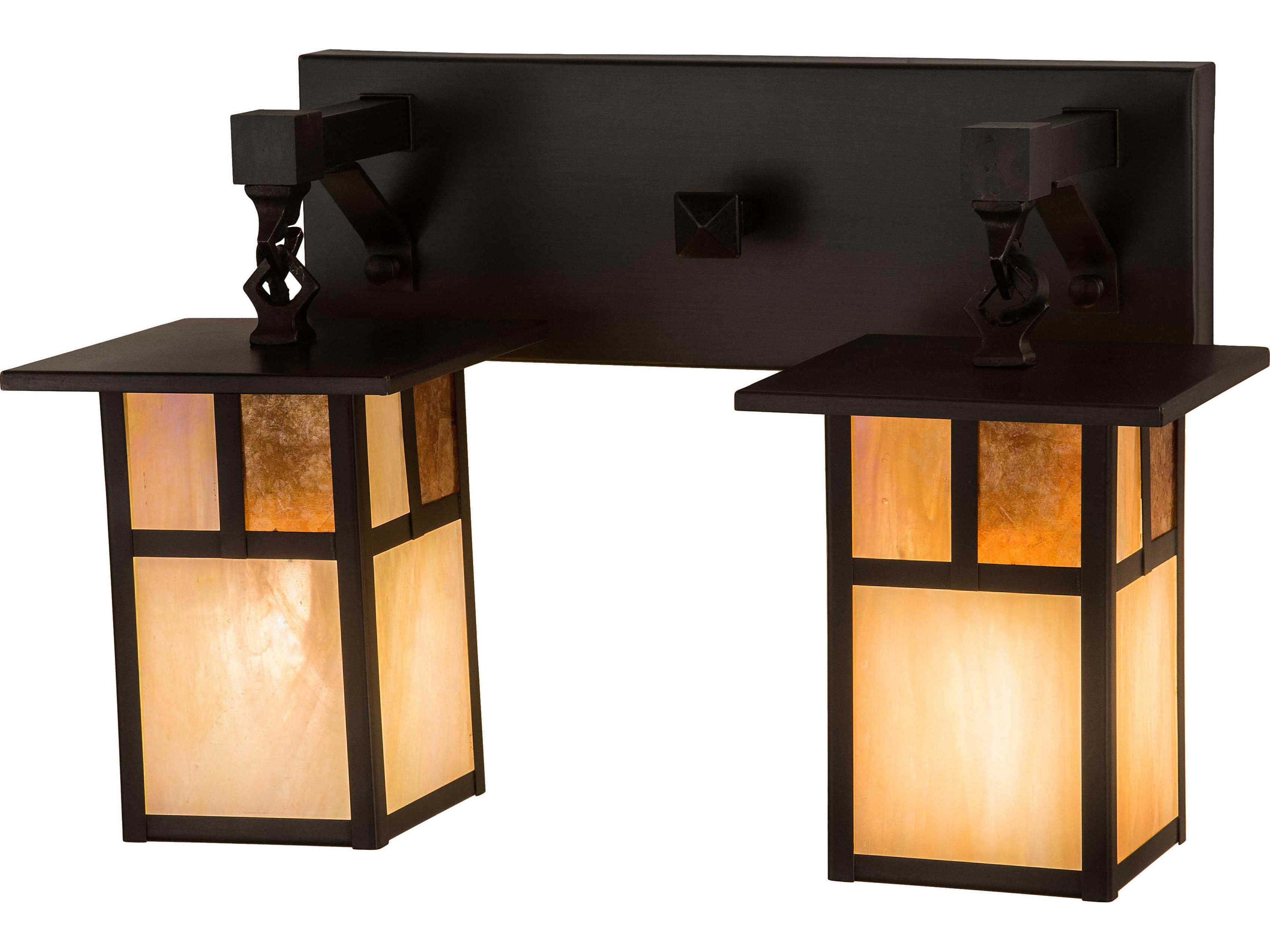 Hyde Park T Mission 2-Light Brown Glass Vanity Light