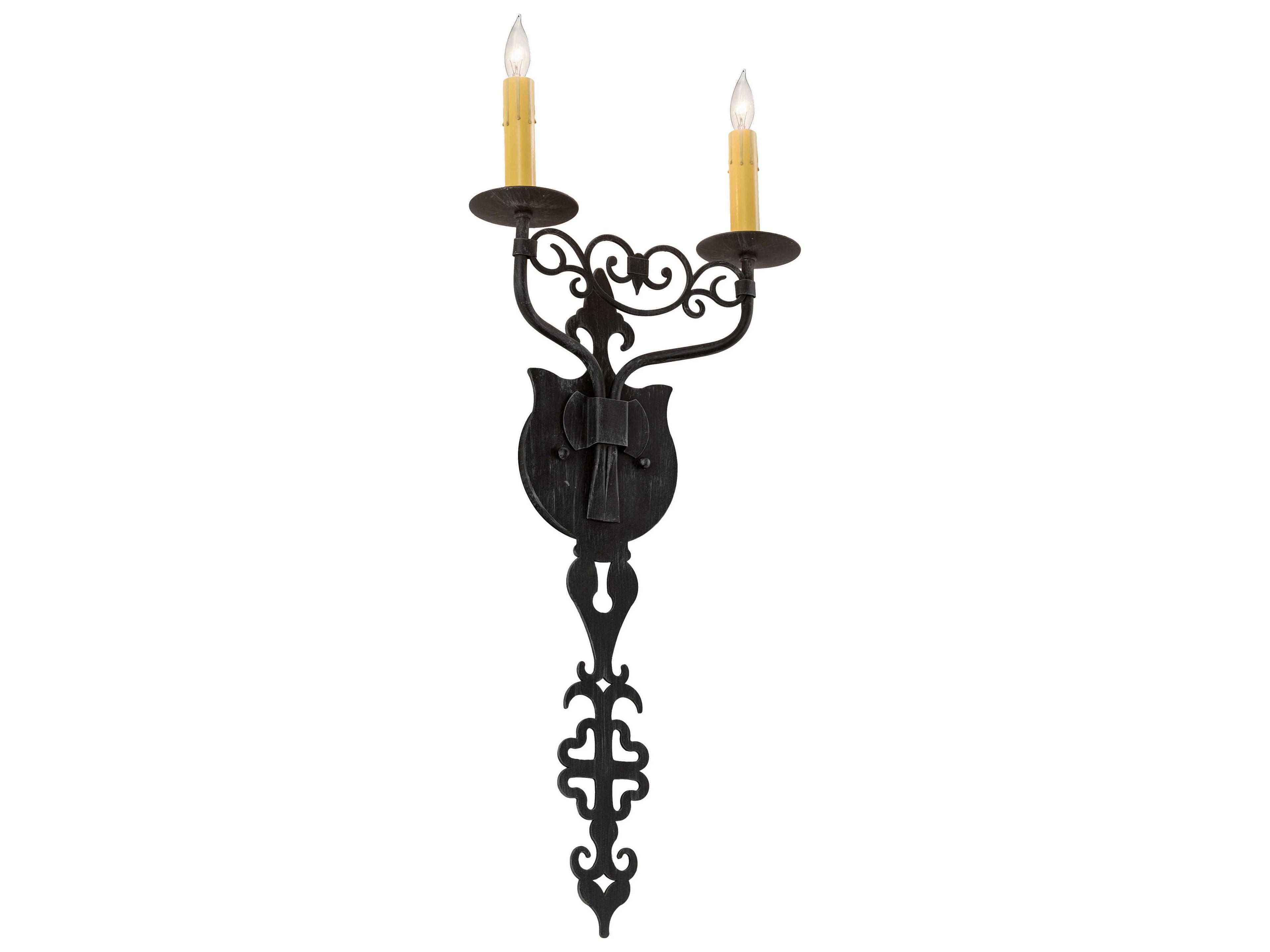 2-Light Black Glass Wall Sconce