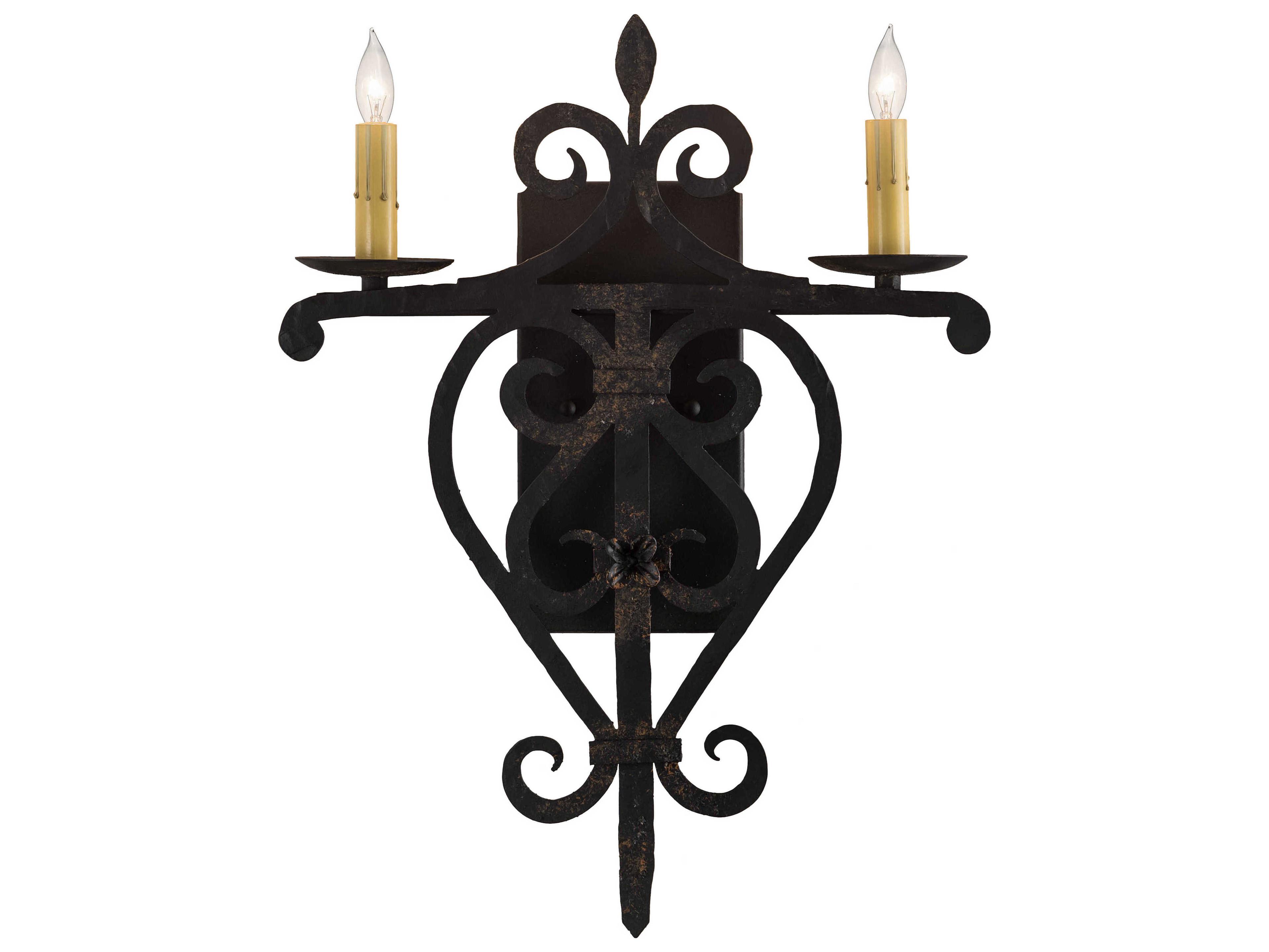 2-Light Black Wall Sconce