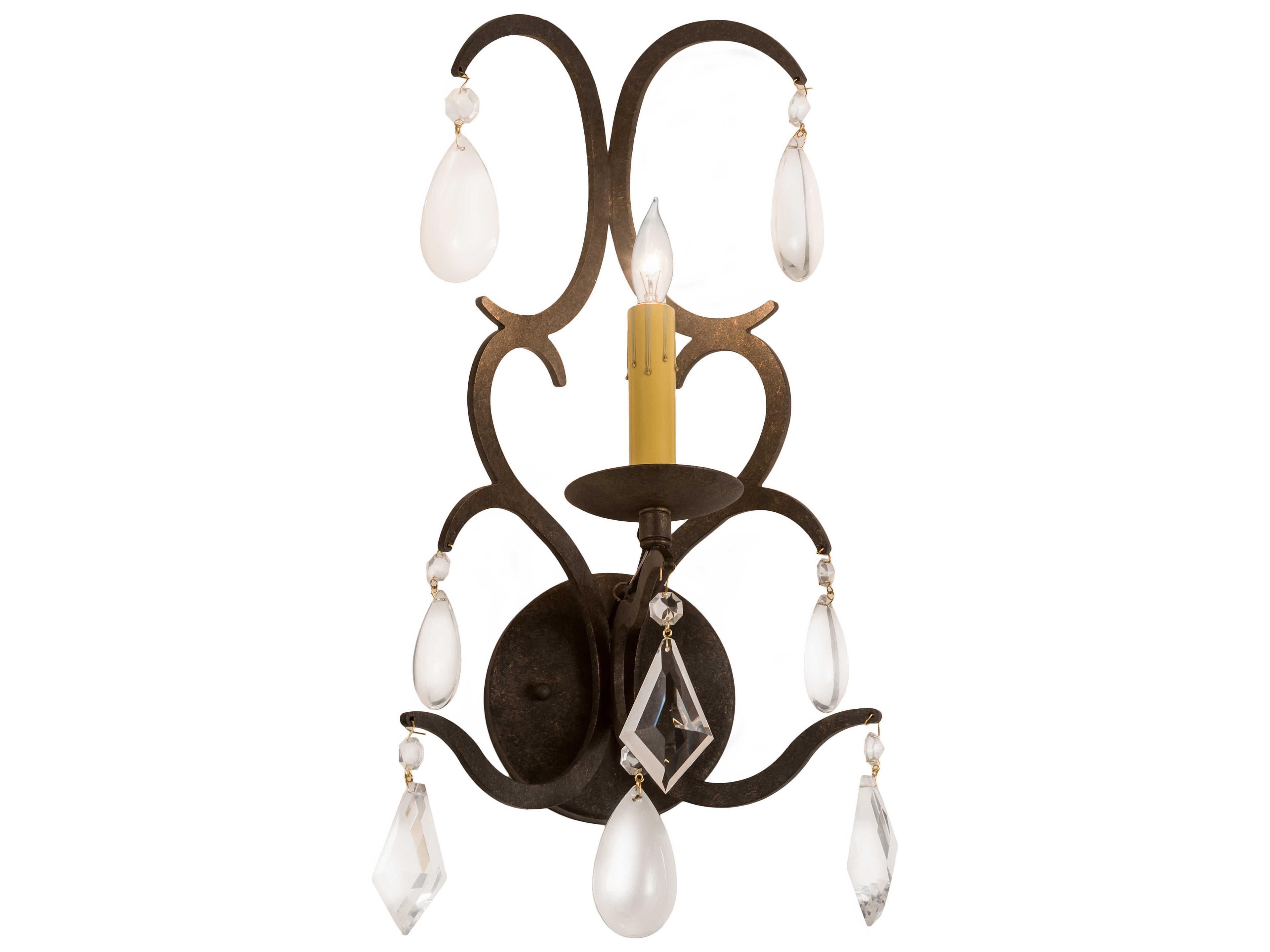 Alicia 1-Light Bronze Crystal Wall Sconce