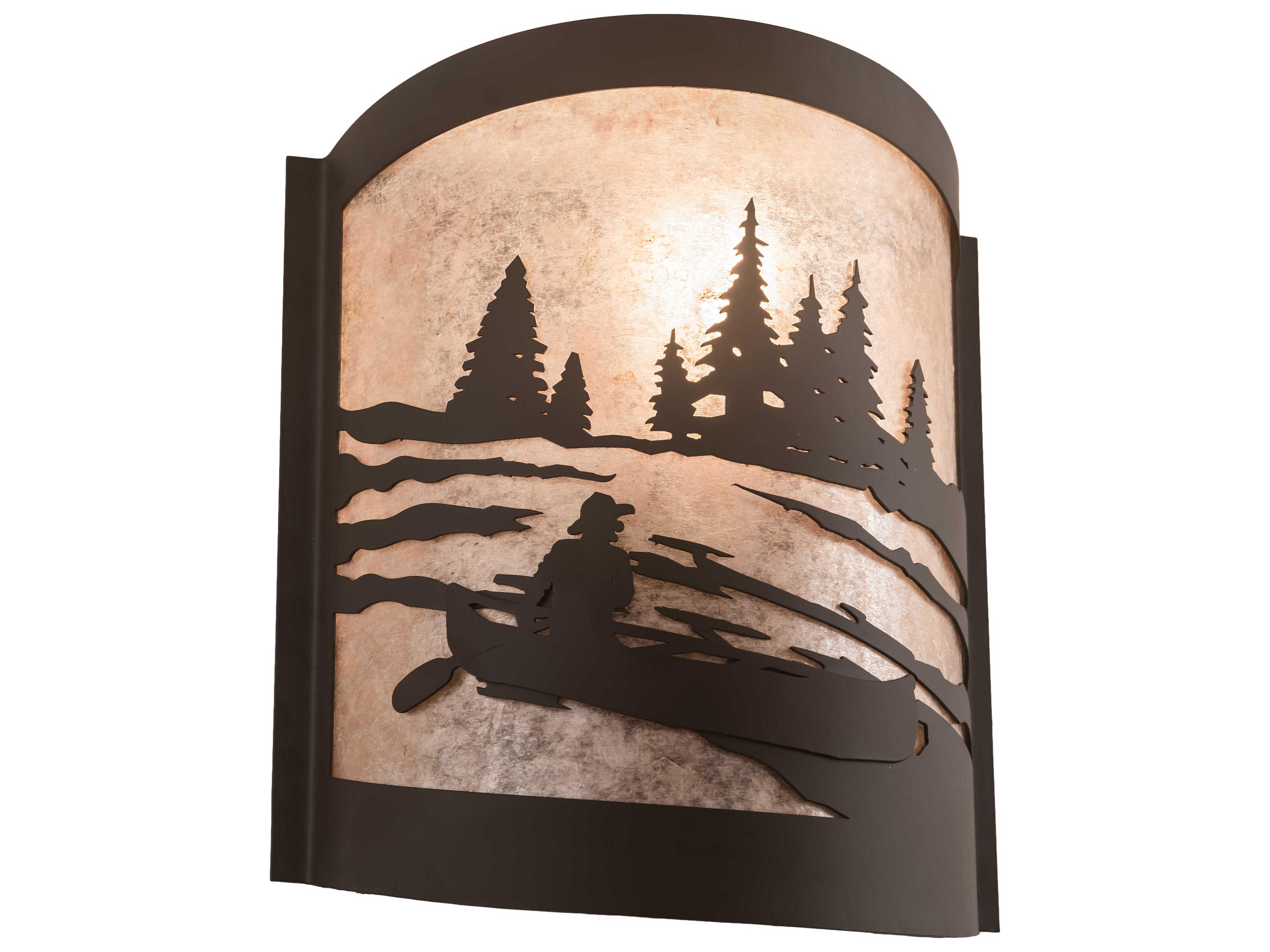 Canoe At Lake 1-Light Bronze Wall Sconce