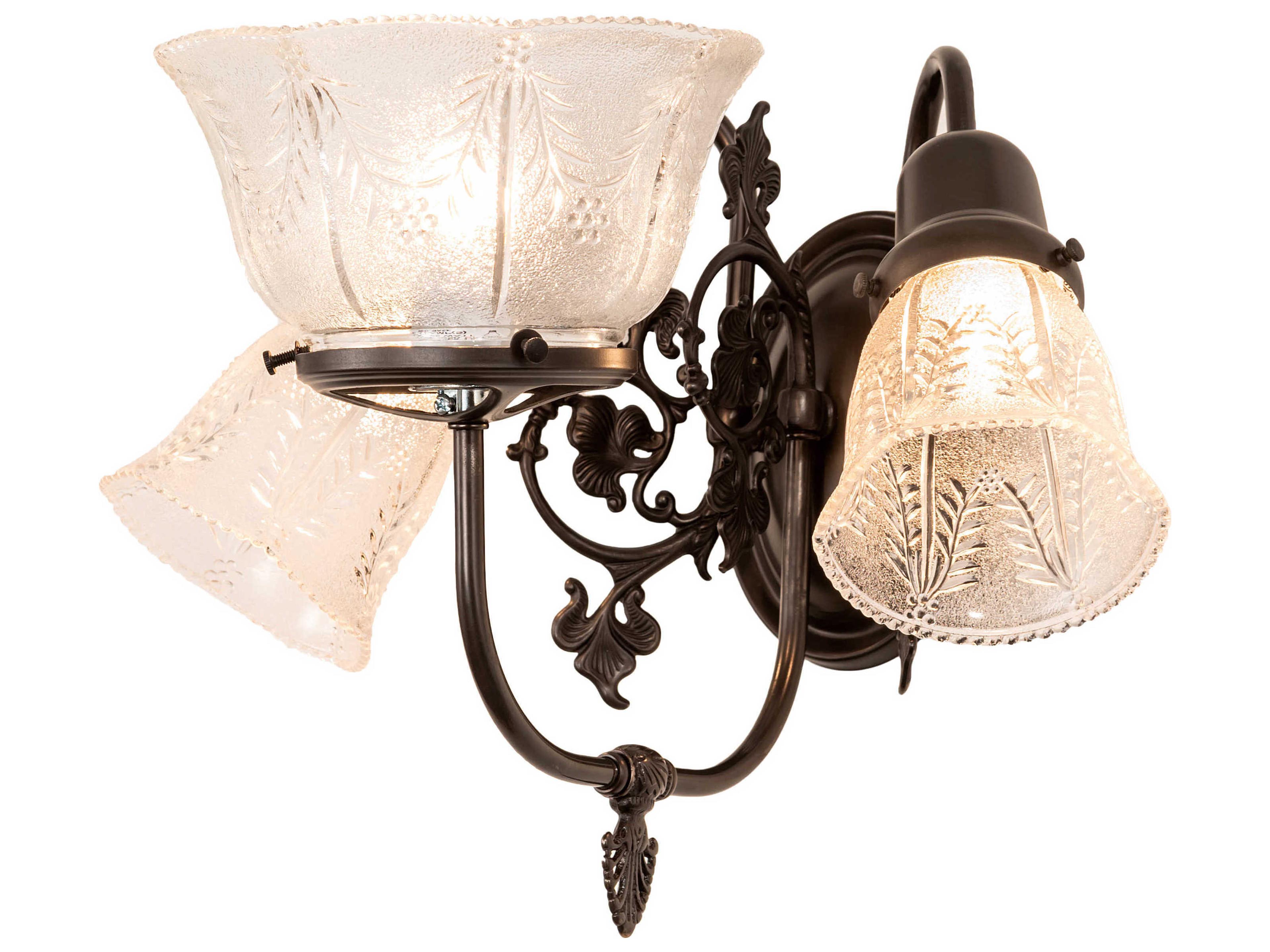 3-Light Brown Glass Wall Sconce