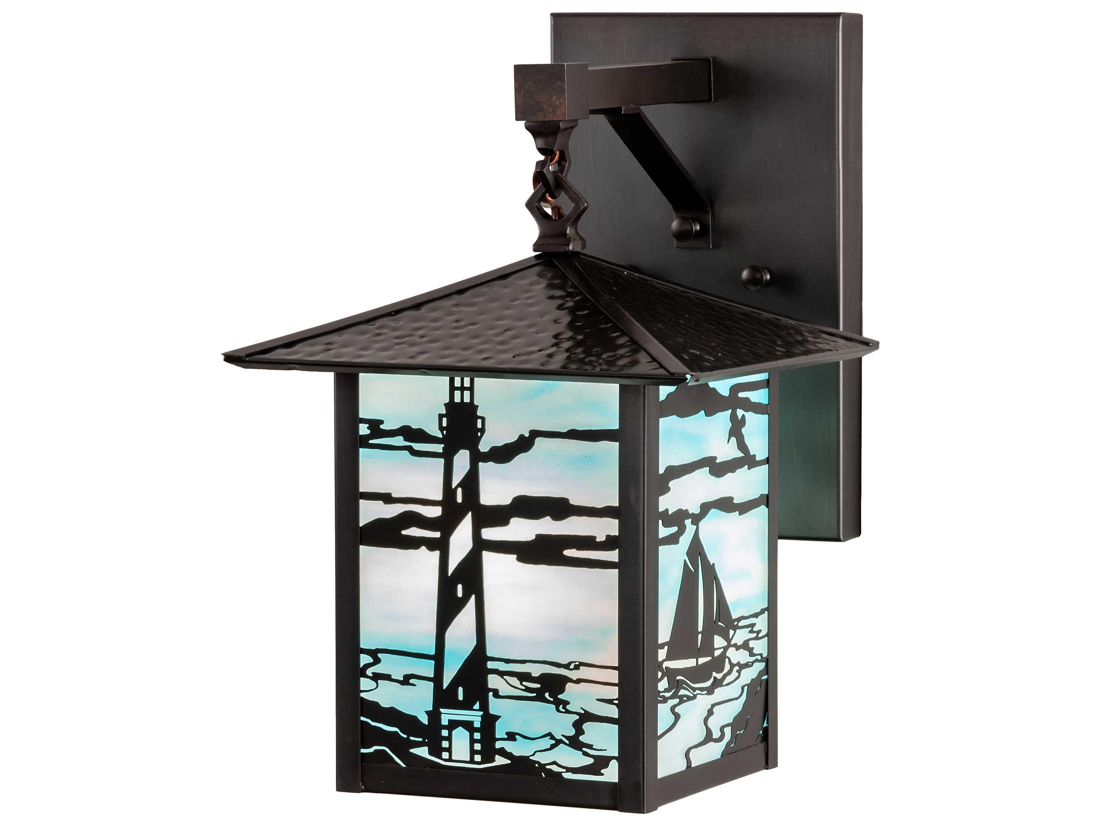 1-Light Blue Glass Wall Sconce