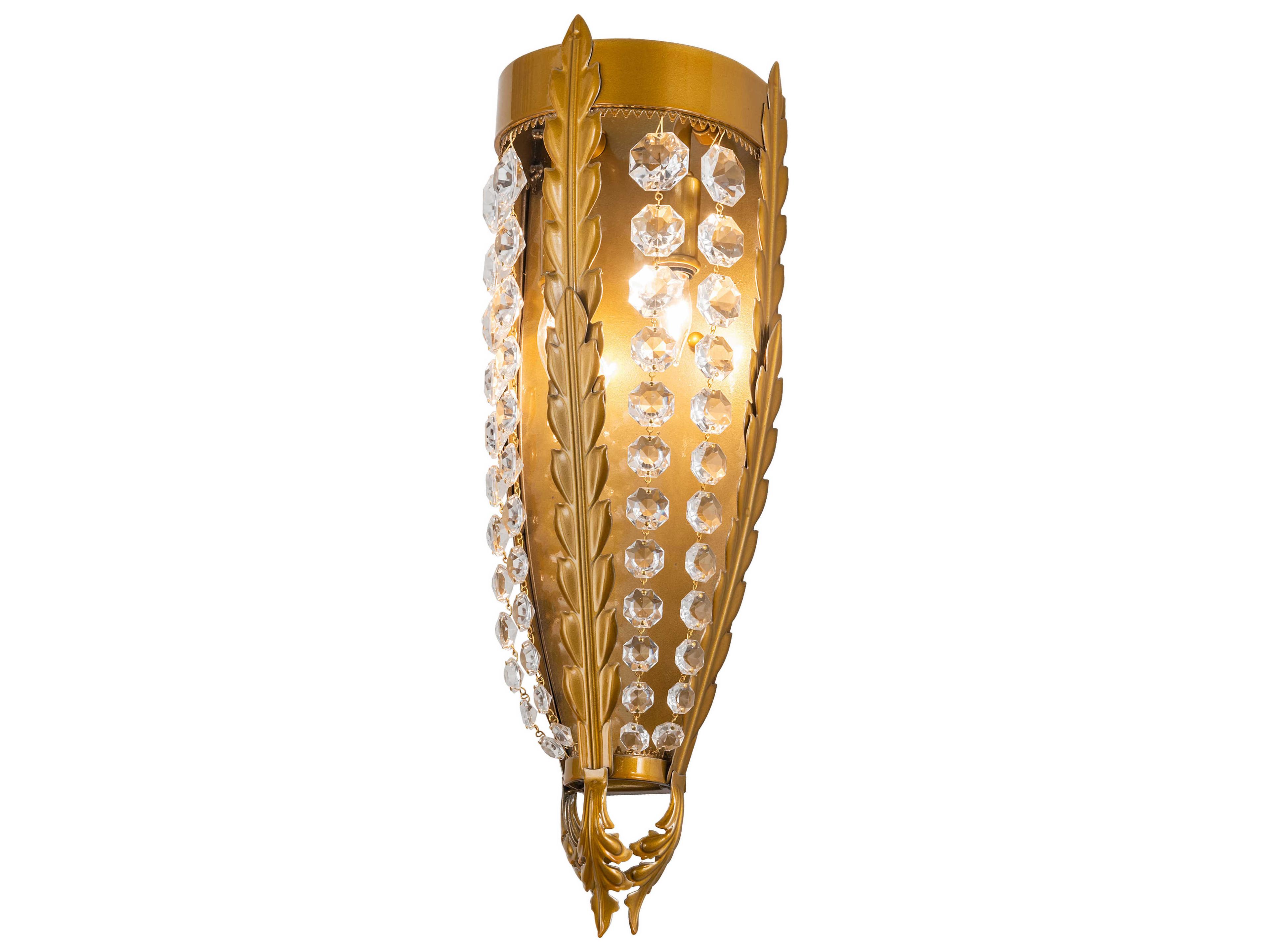 2-Light Gold Crystal LED Wall Sconce