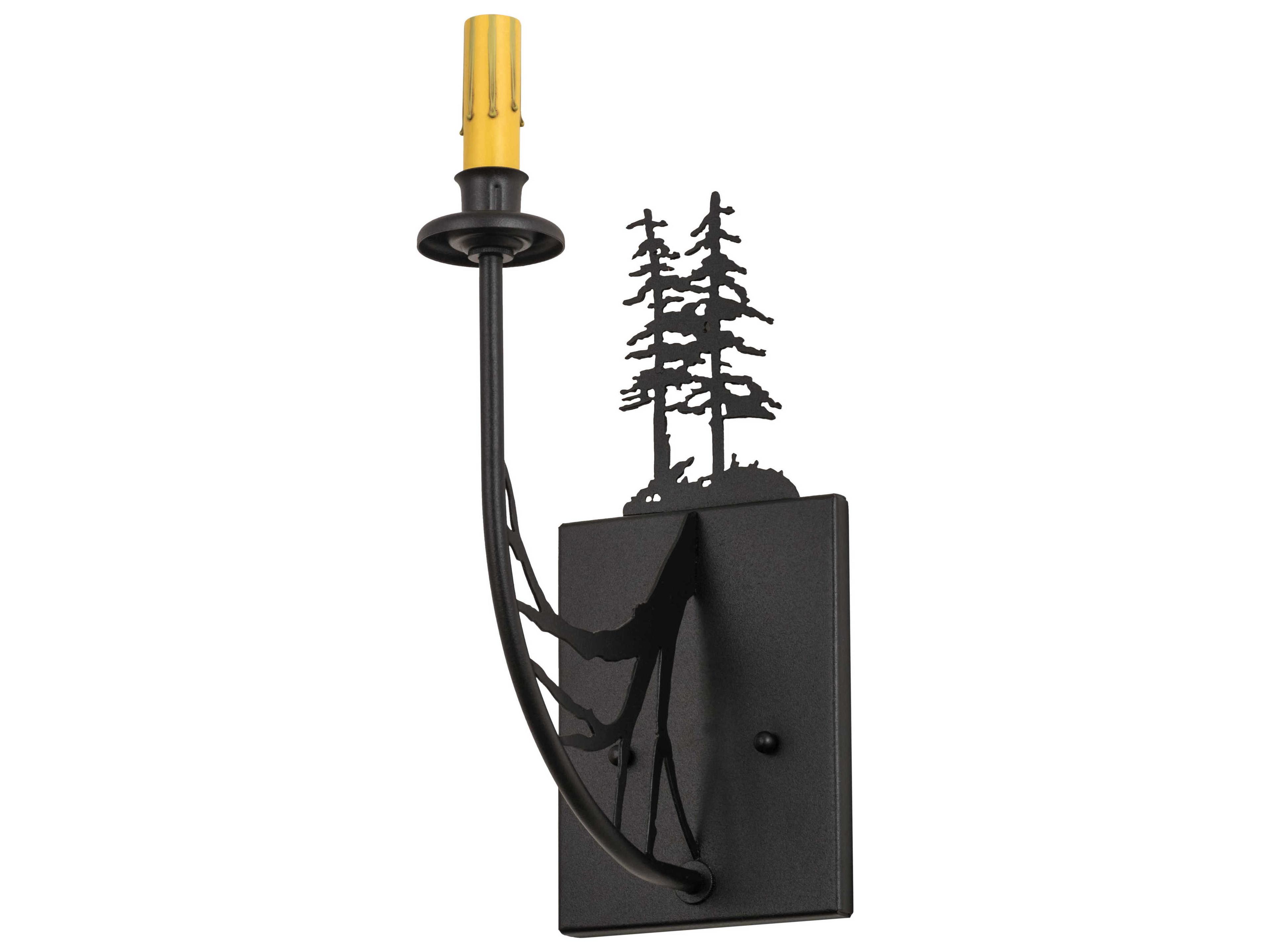 1-Light Black Glass Wall Sconce