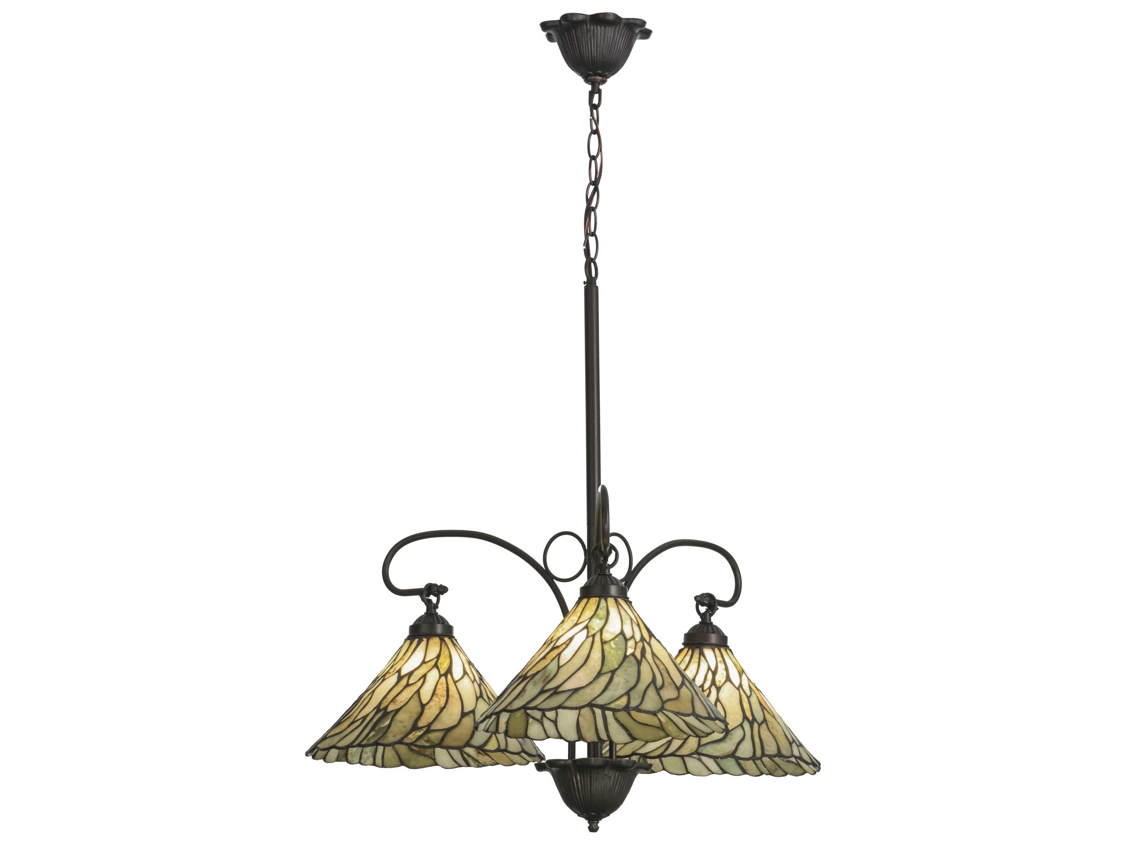 Willow 3-Light Bronze Tiffany Chandelier
