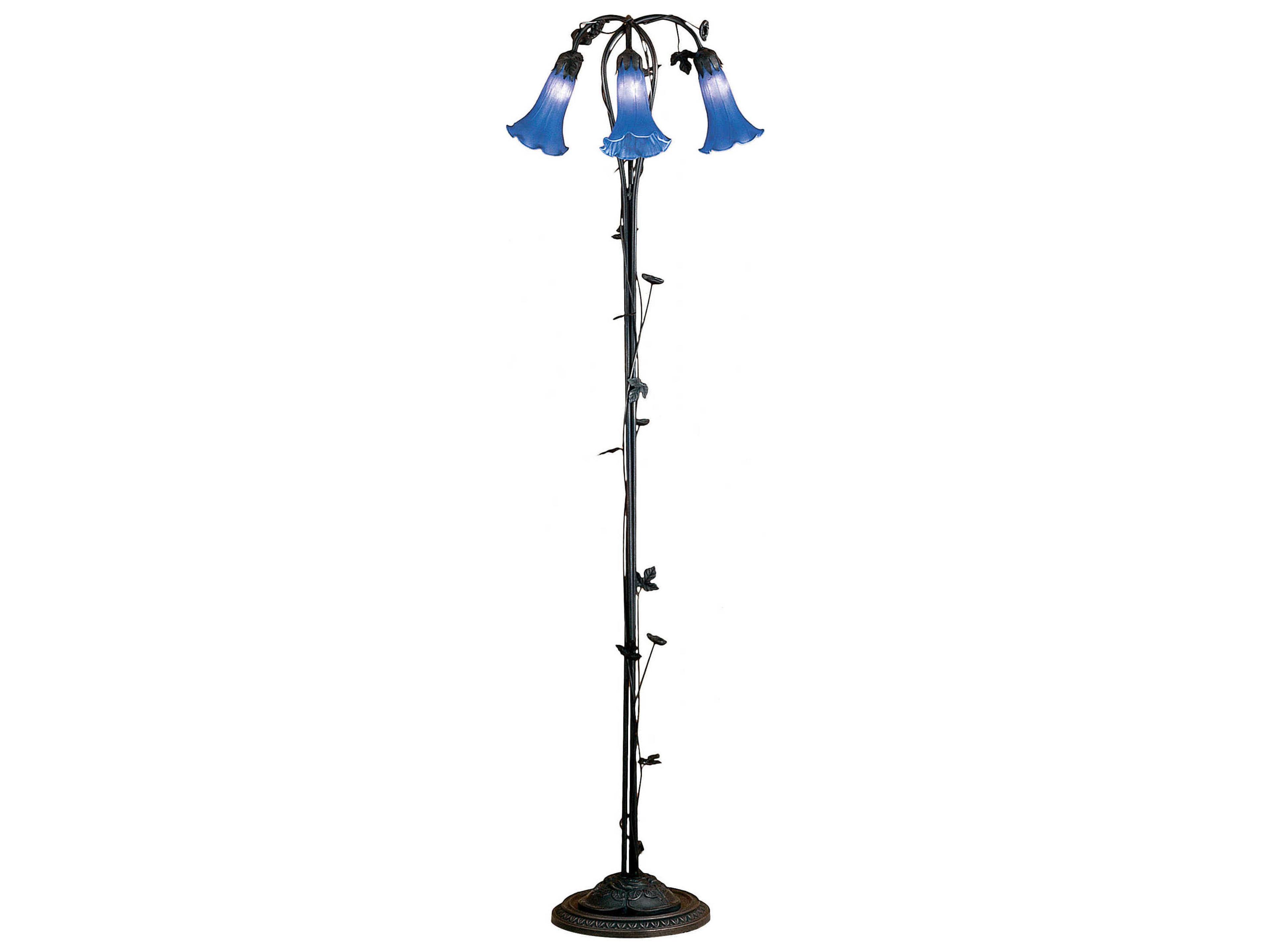 Blue Pond Lily Bronze Tiffany Floor Lamp