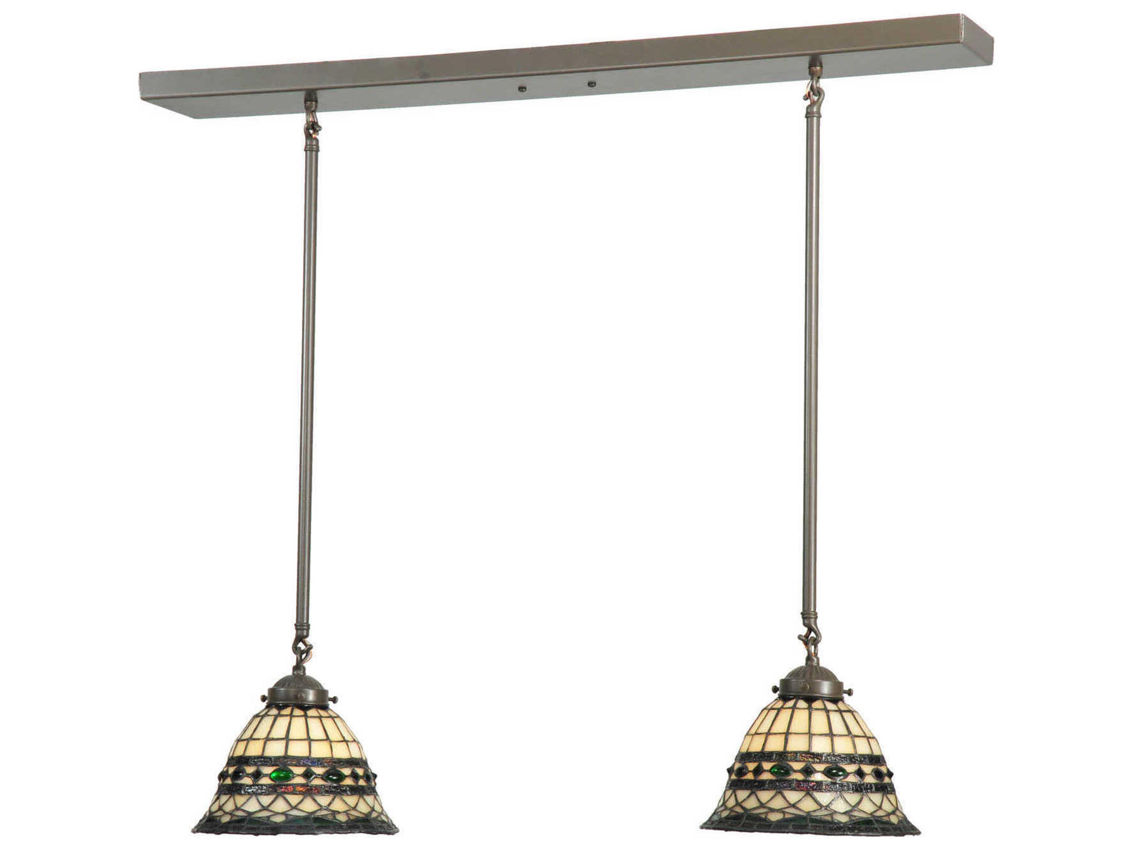 Victorian 2-Light Bronze Bell Geometric Island Pendant