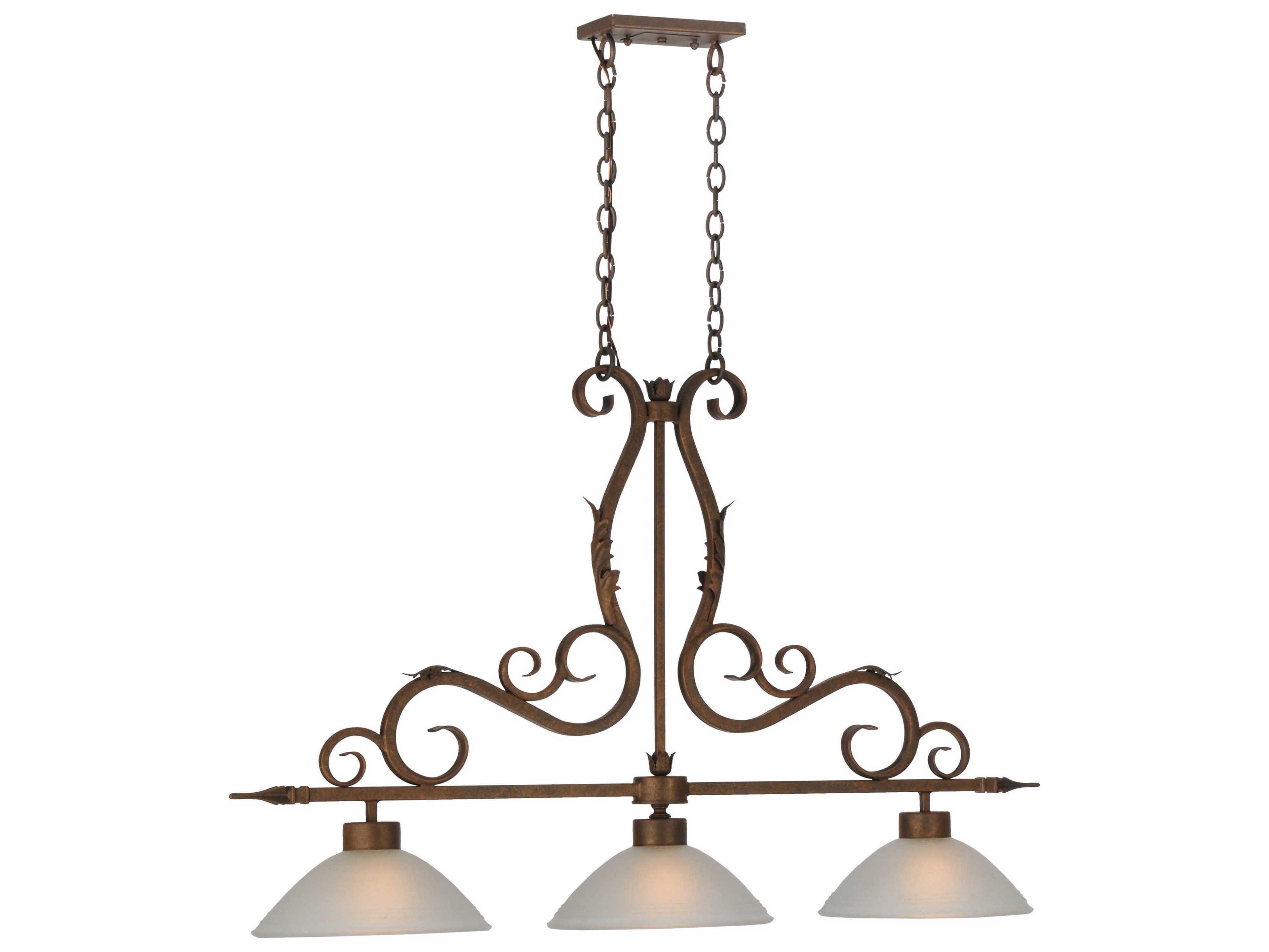 Victorian 3-Light Bronze Bowl Island Pendant