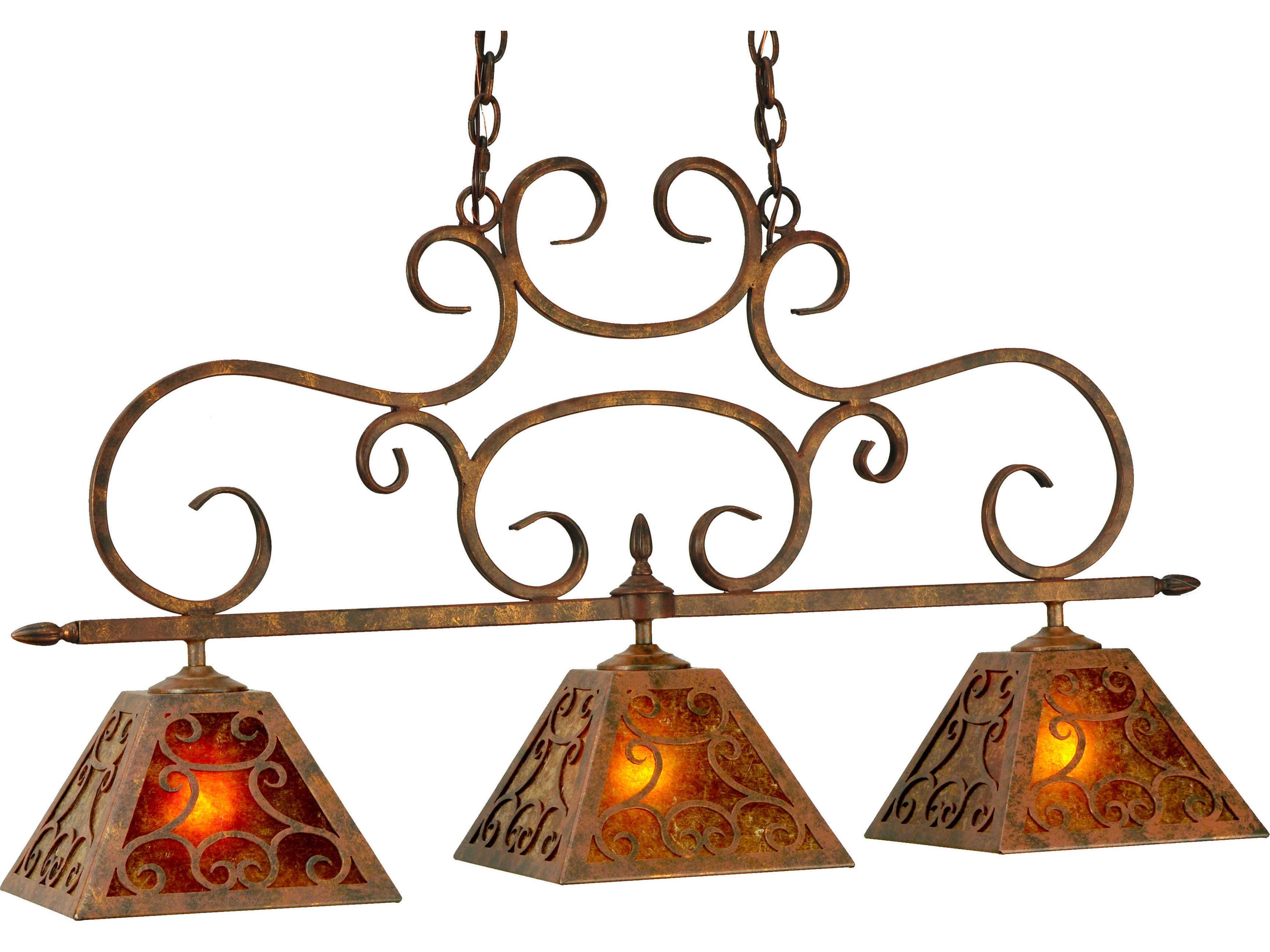 Victorian 3-Light Brown Island Pendant