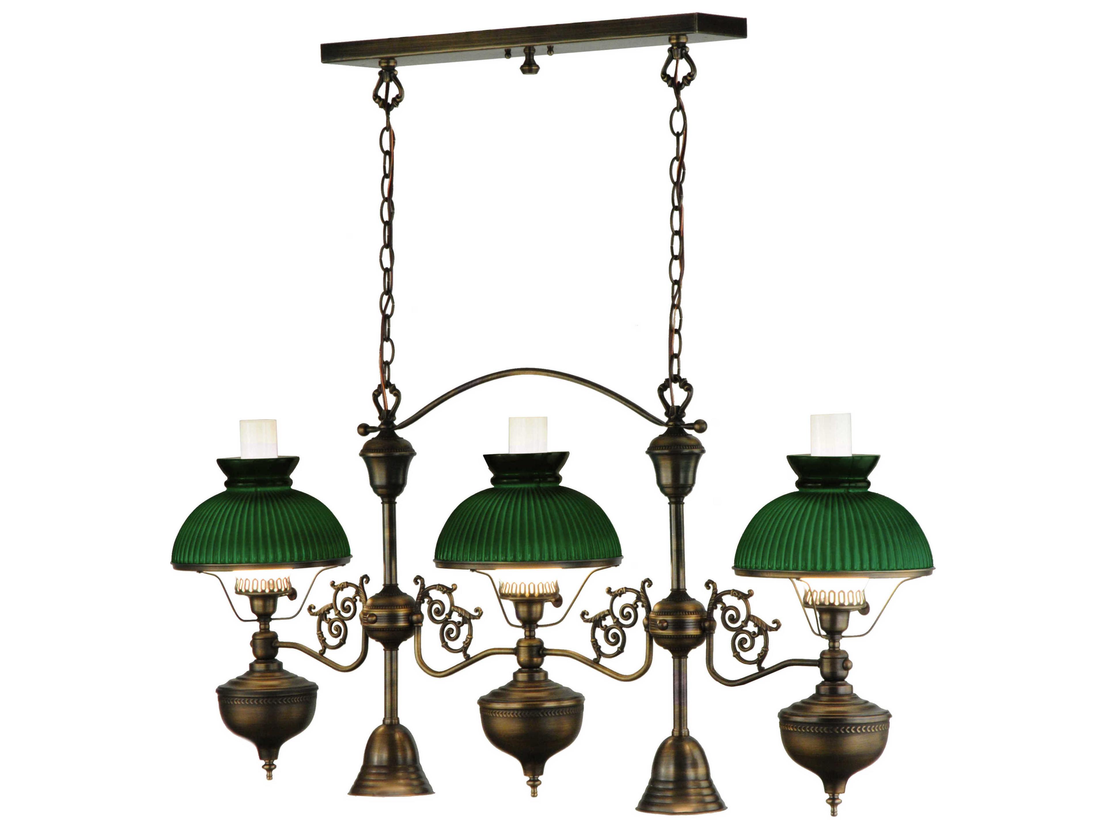 Victorian 3-Light Brown Island Pendant