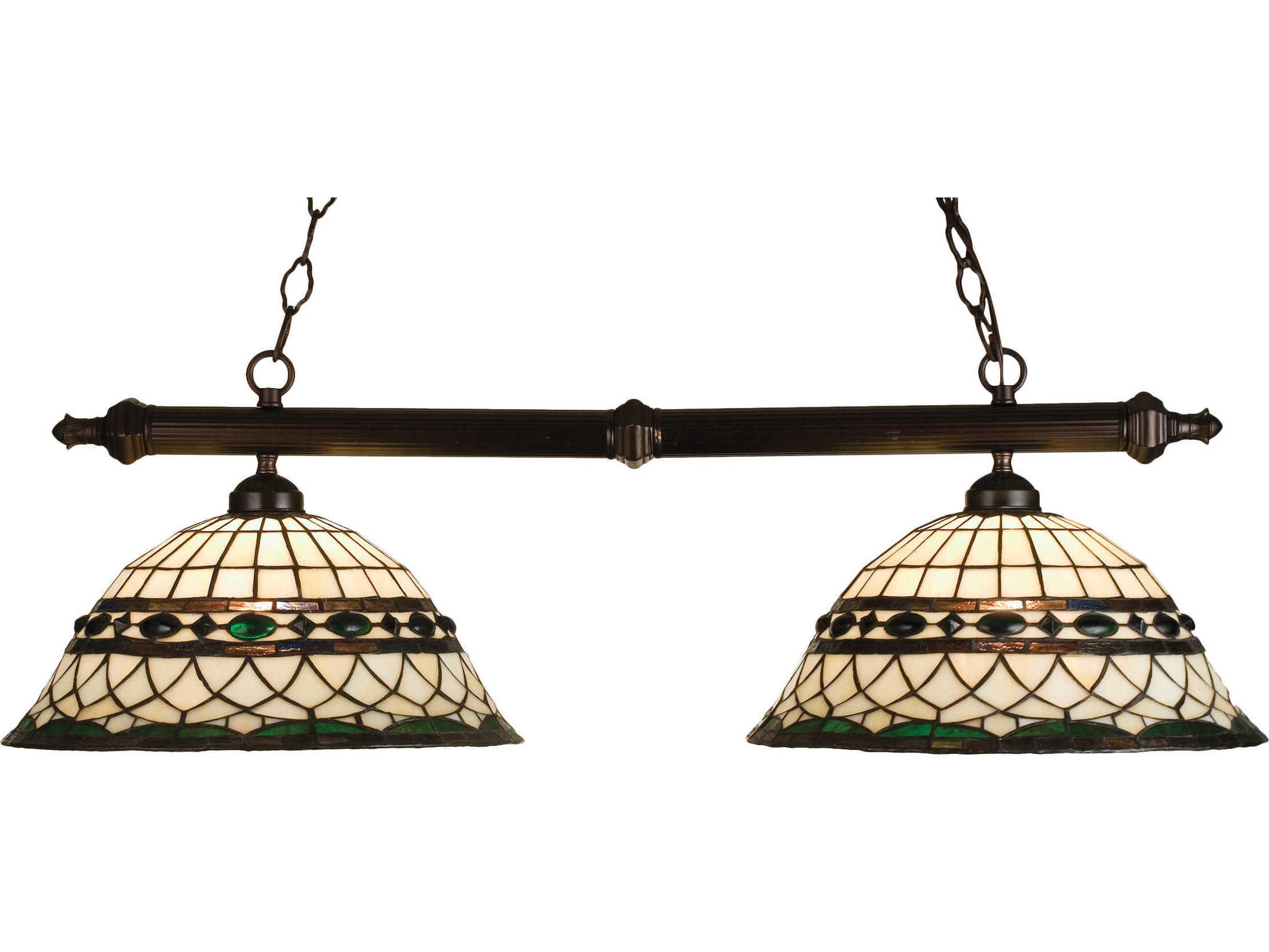 Victorian 2-Light Bronze Tiffany Dome Island Pendant