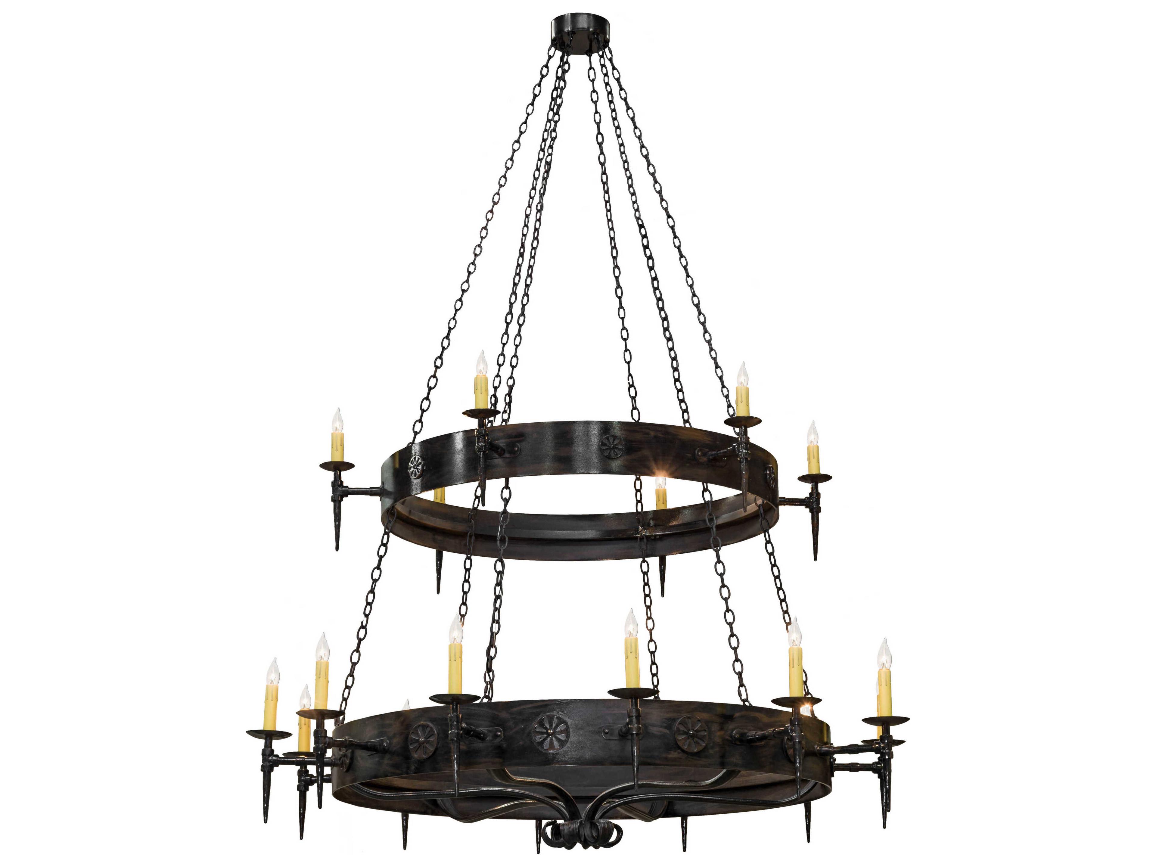 Warwick 18-Light-Light Black Candelabra Round Tiered Chandelier