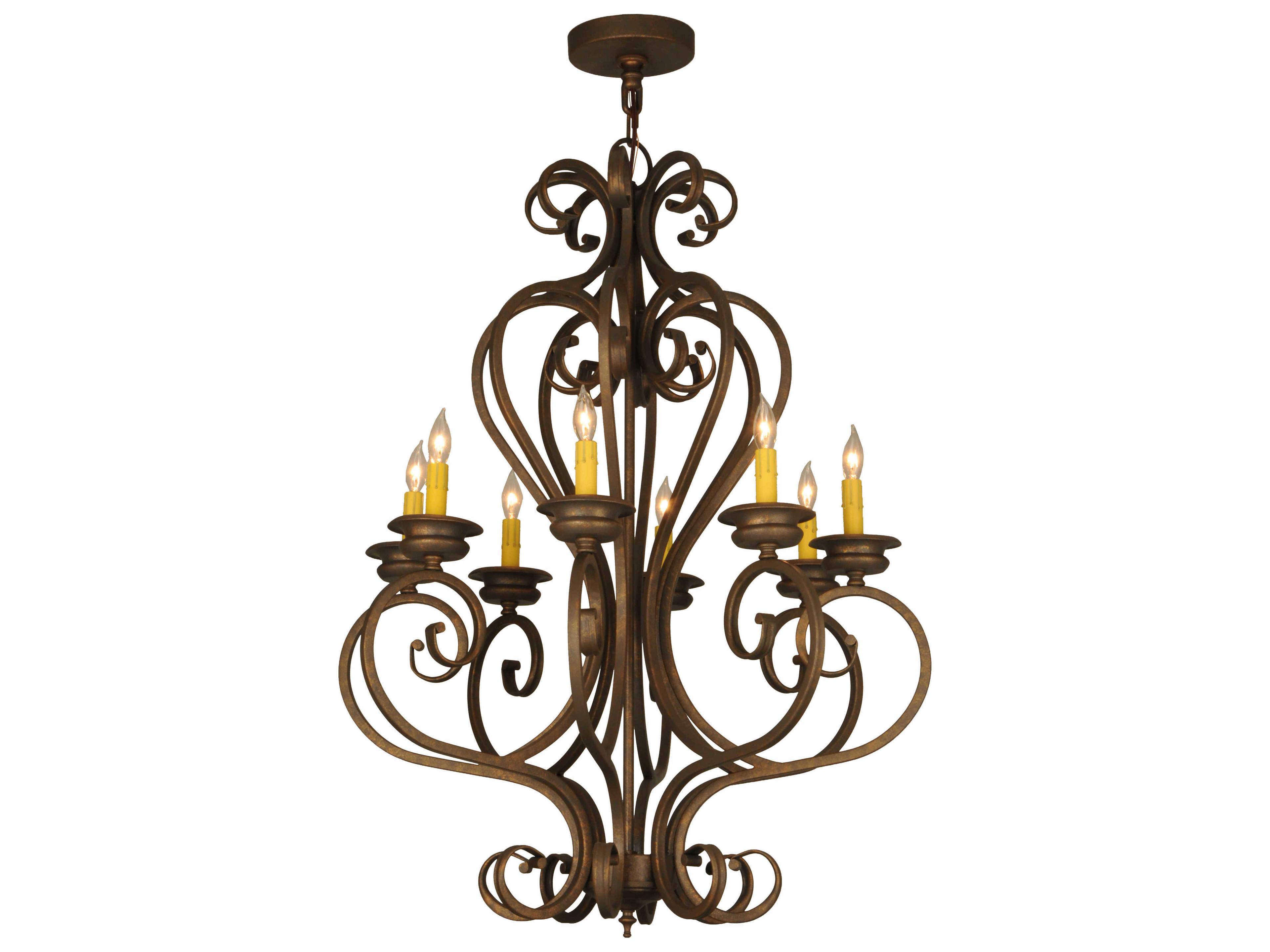 Victorian 8-Light Brown Candelabra Chandelier