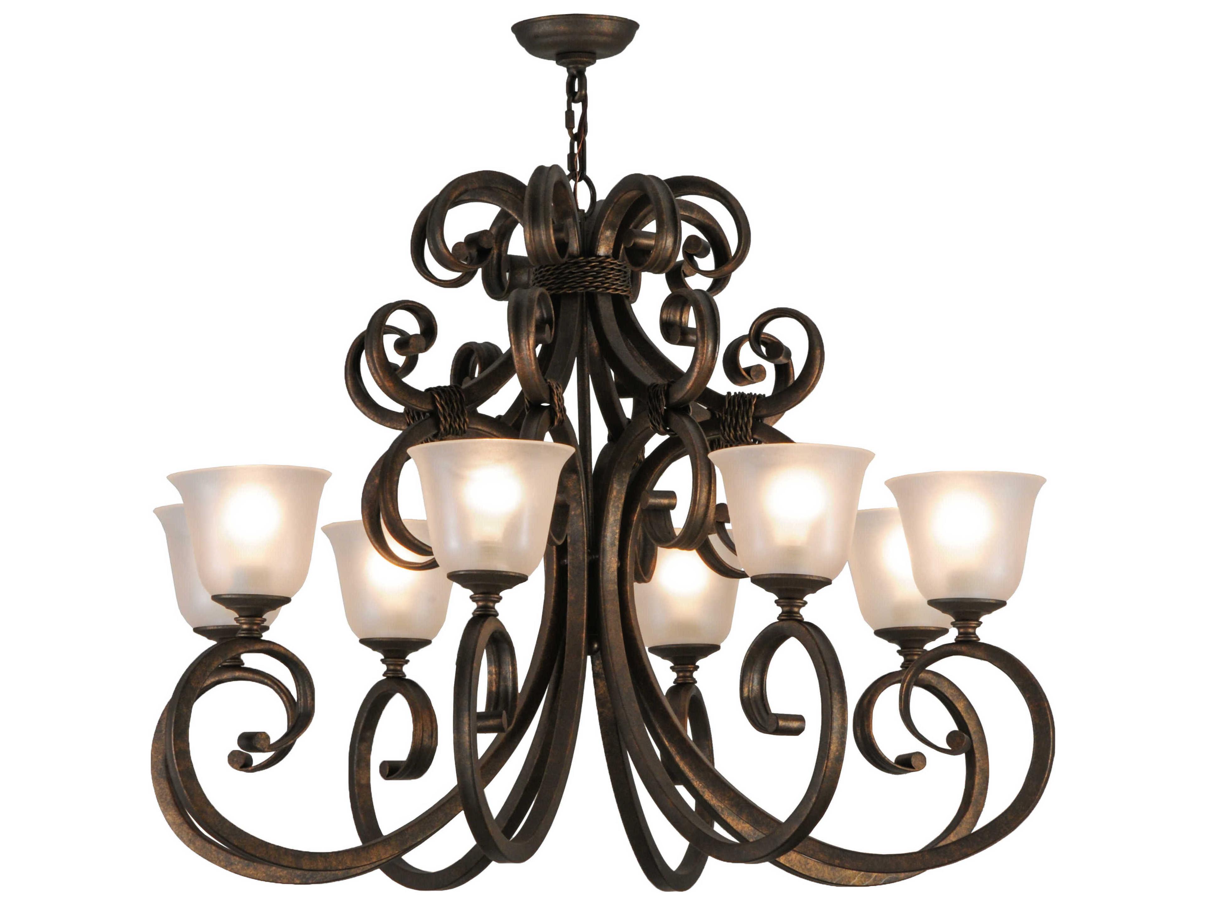 Victorian 8-Light Brown Glass Bowl Chandelier
