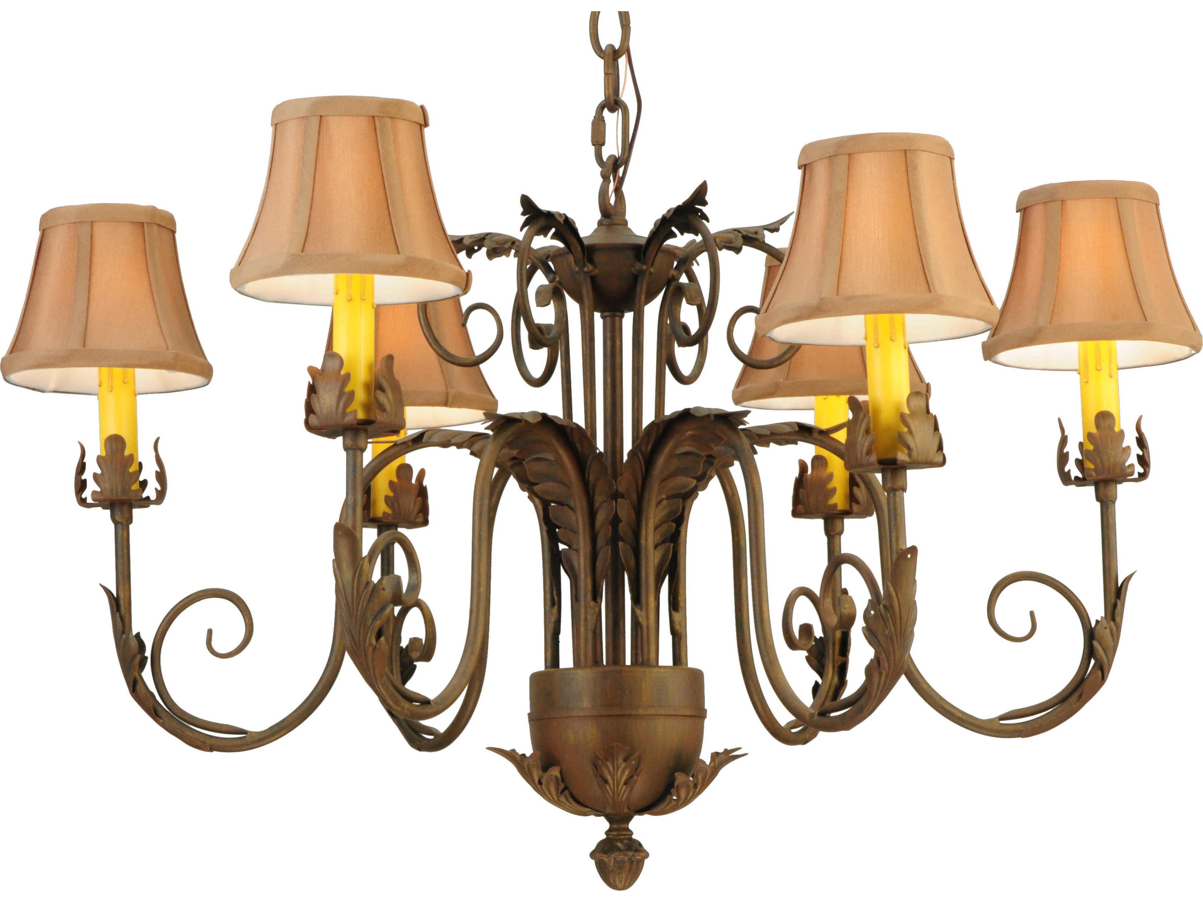 Victorian 6-Light Brass Candelabra Empire Chandelier