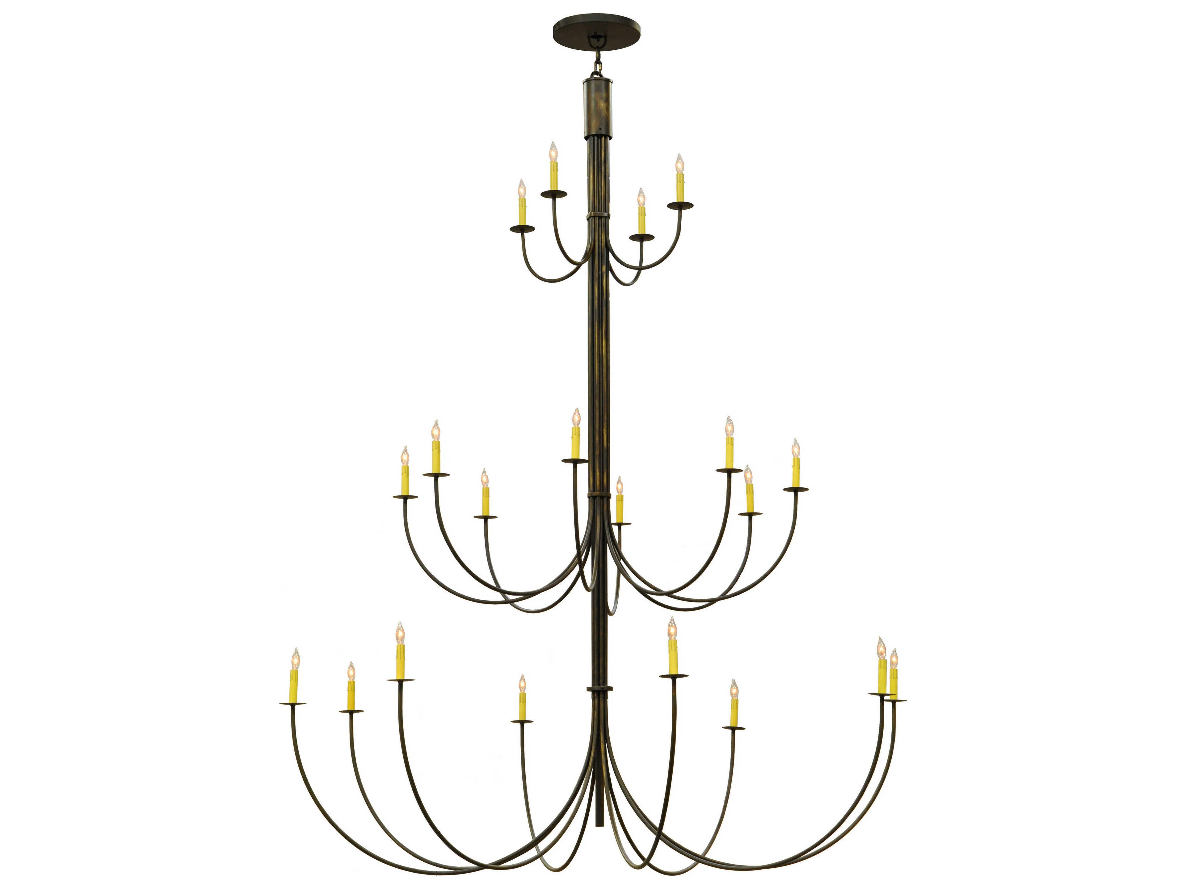 Victorian 20-Light Brass Candelabra Tiered Chandelier