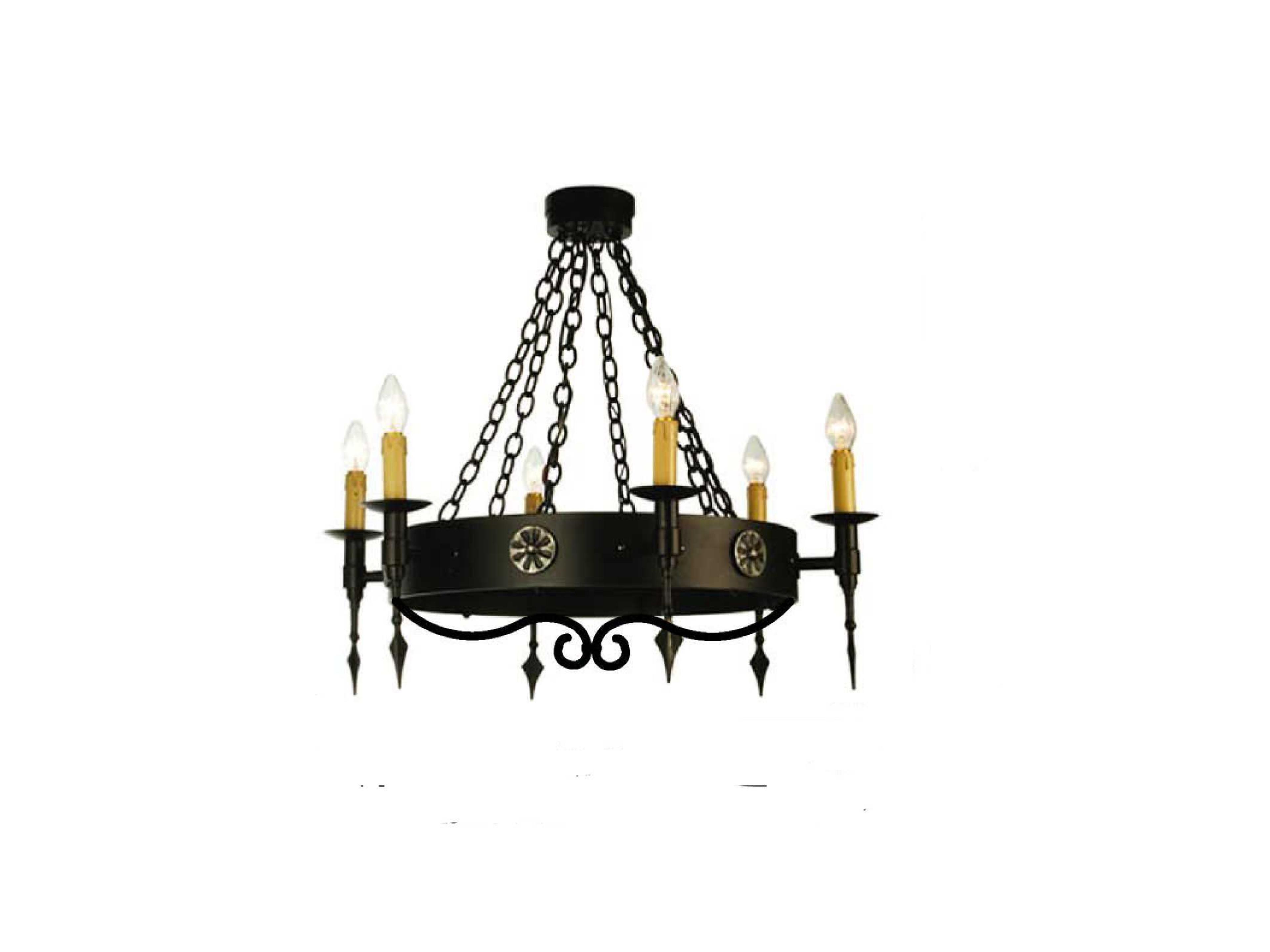 Warwick 6-Light Brass Candelabra Round Chandelier
