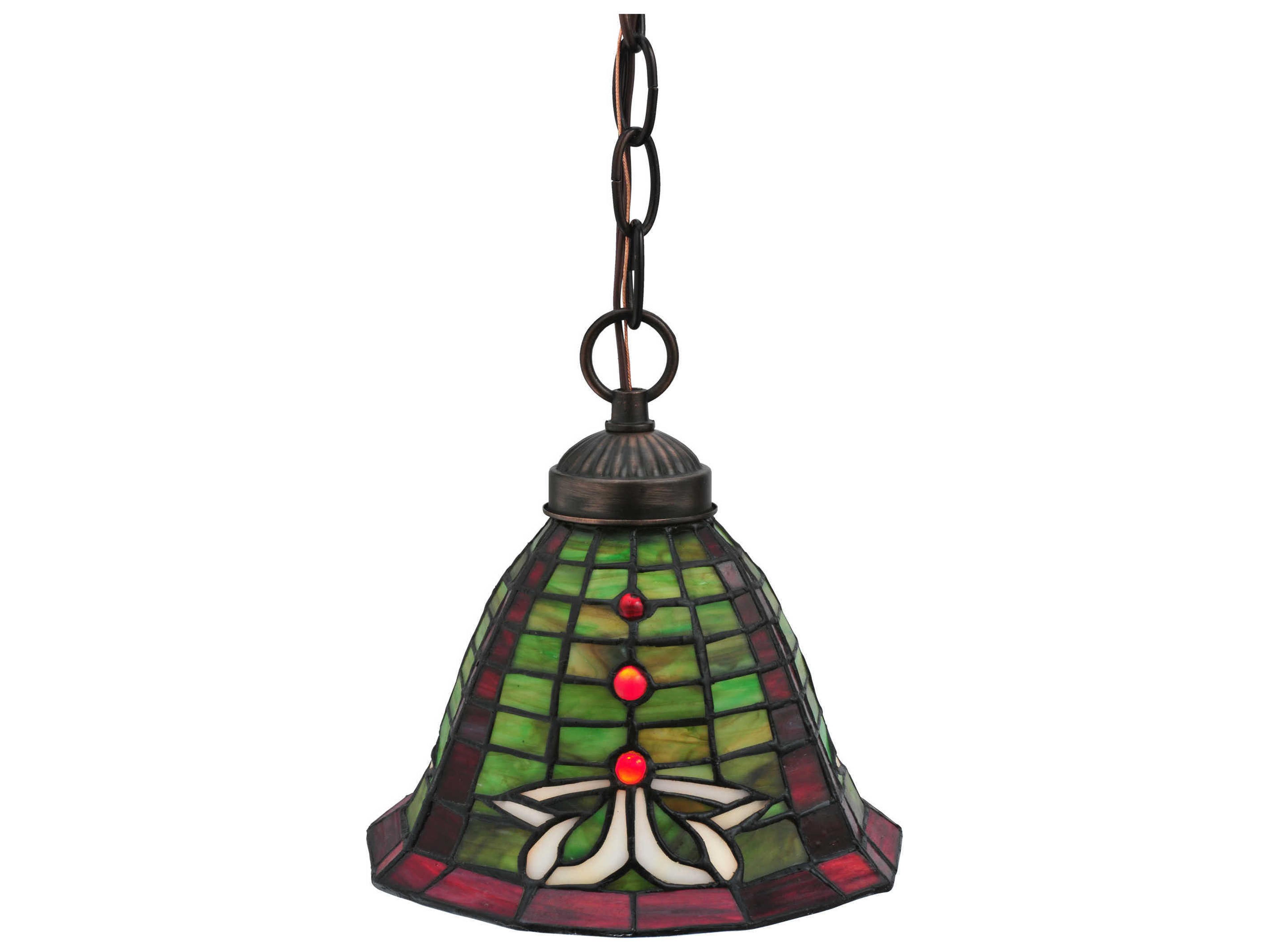 Victorian 1-Light Brown Tiffany Bell Mini Pendant