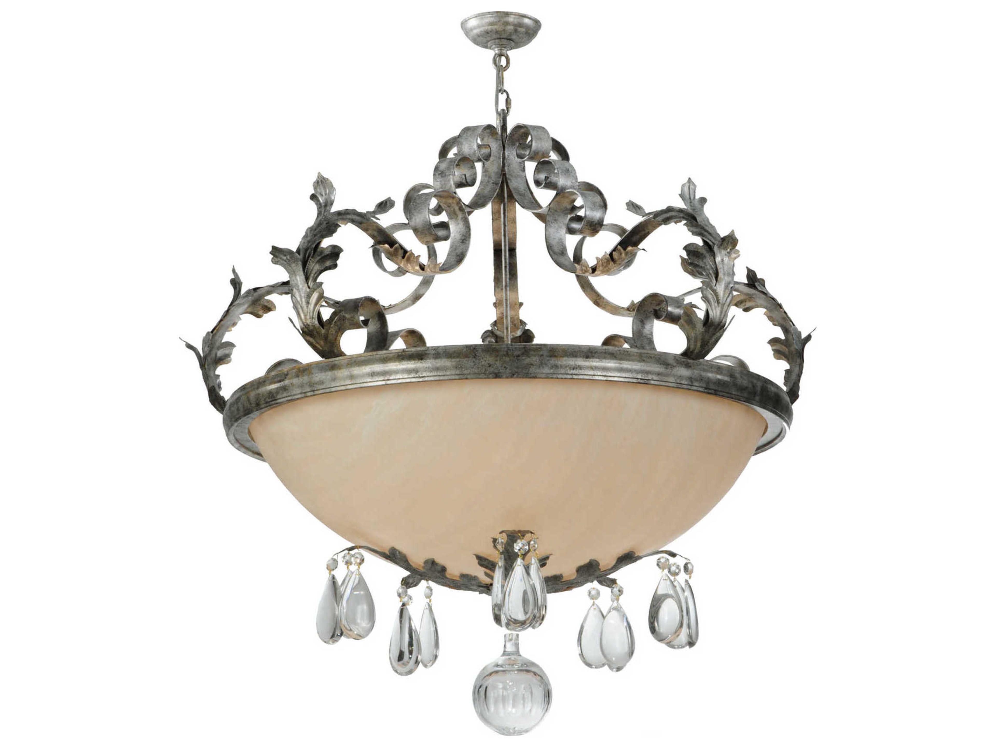 Victorian 5-Light Gray Crystal Bowl Pendant