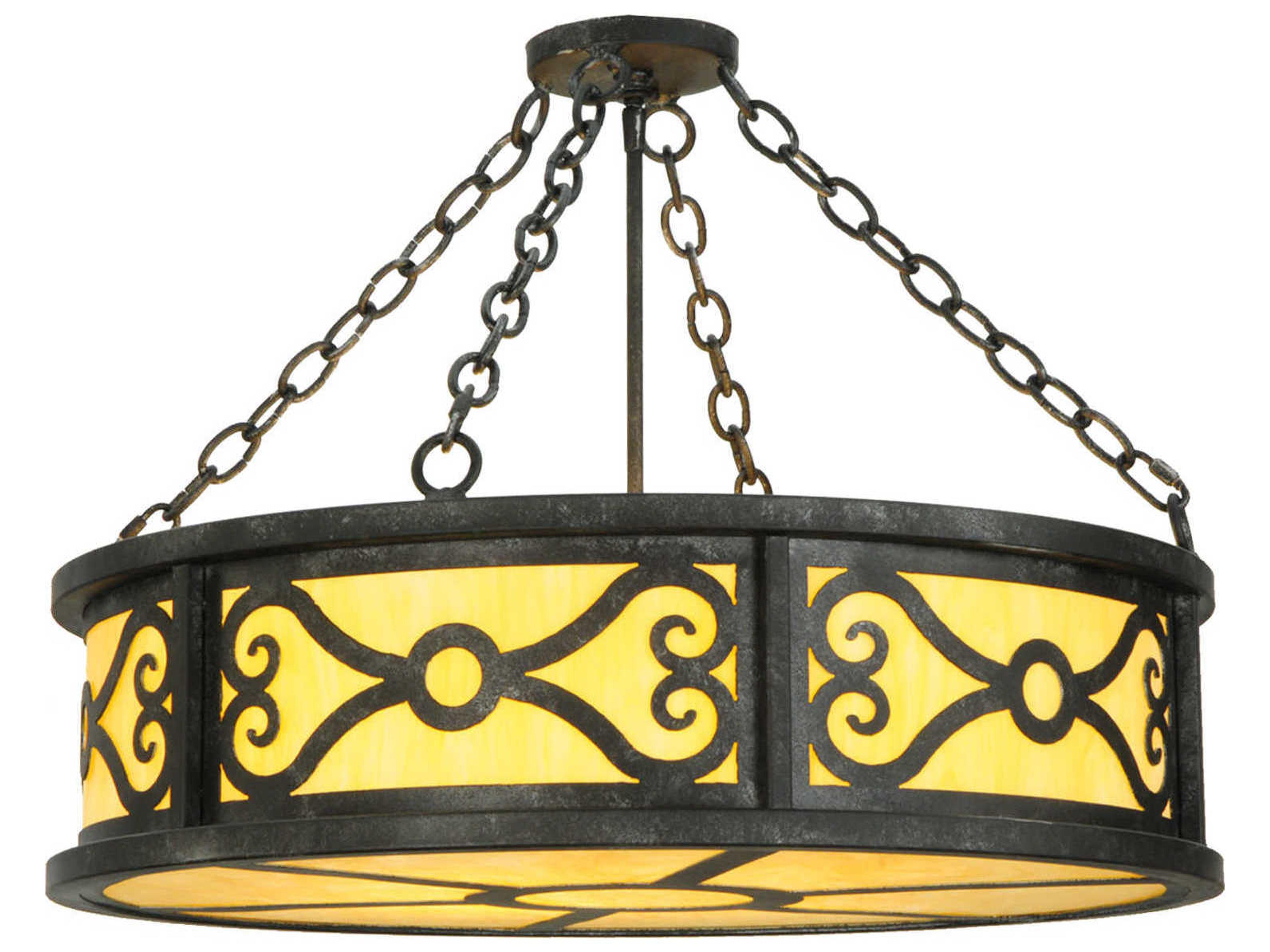 Victorian 4-Light Black Drum Pendant