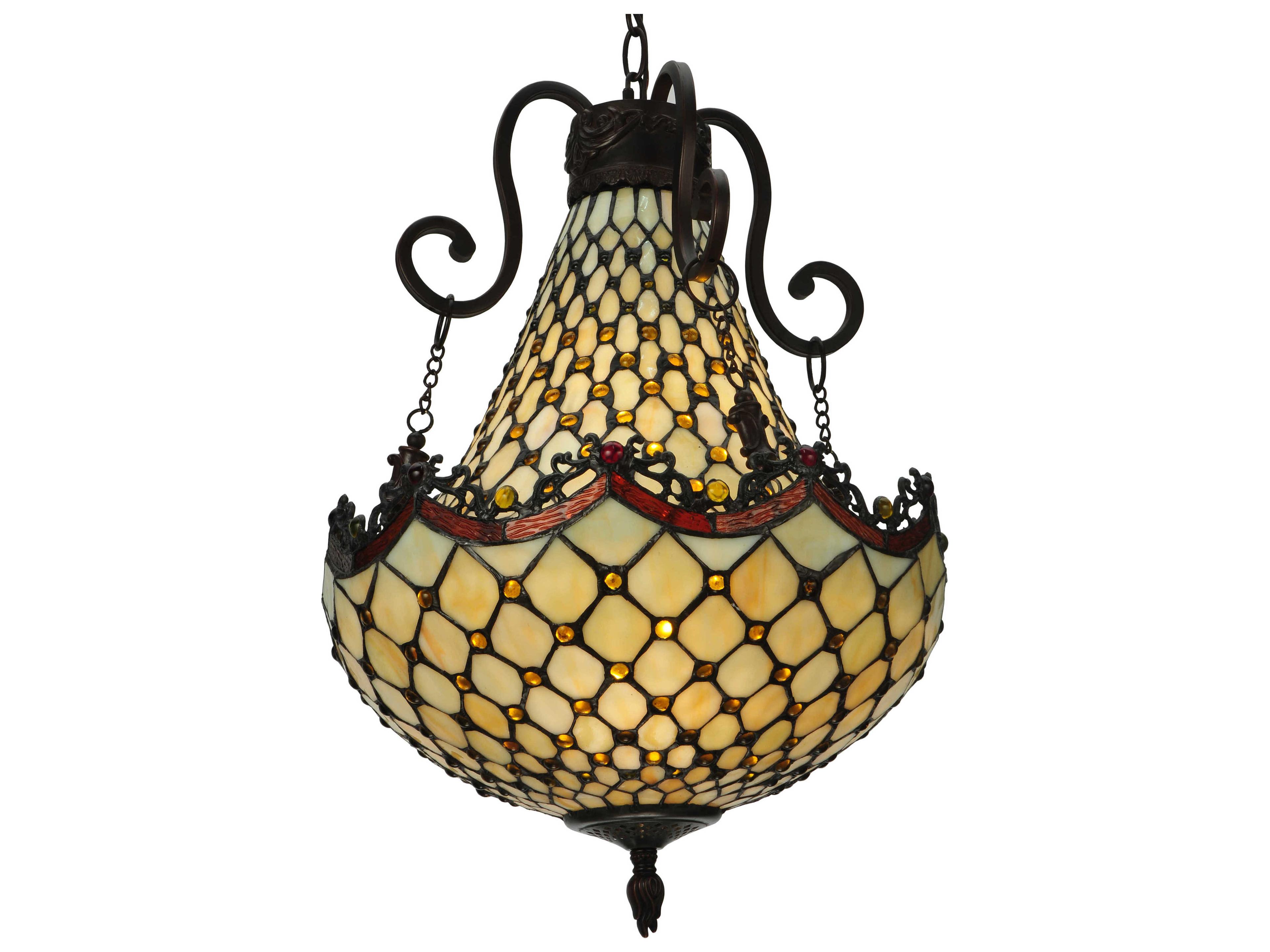 Diamond & Jewel 3-Light Bronze Tiffany Pendant