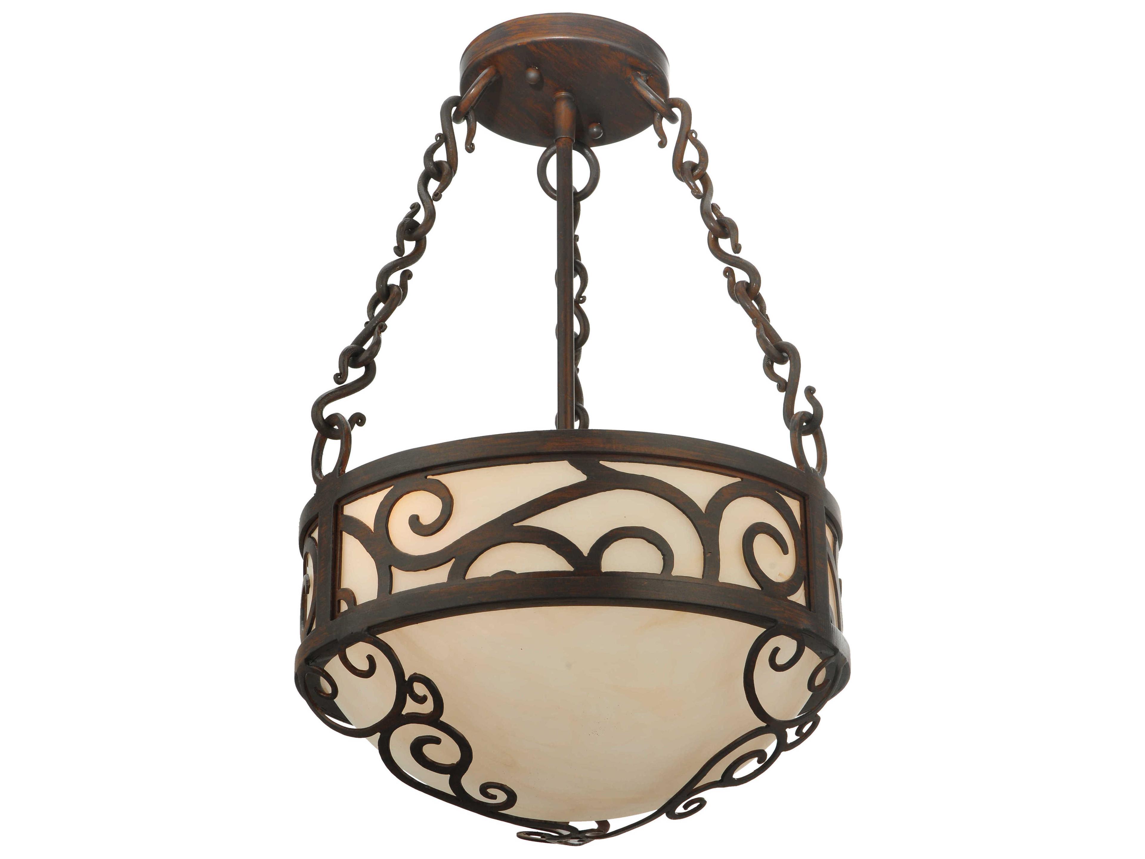 Victorian 3-Light Brown Bowl Pendant
