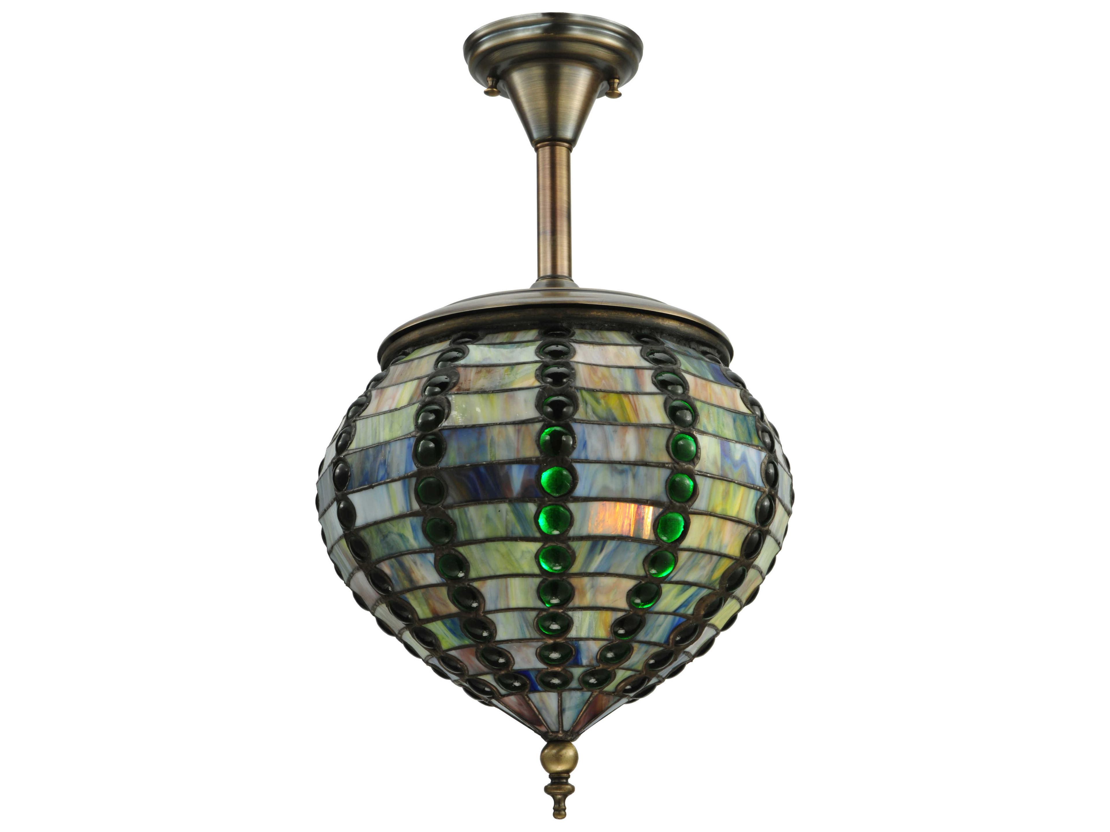 Victorian 1-Light Brass Tiffany Pendant