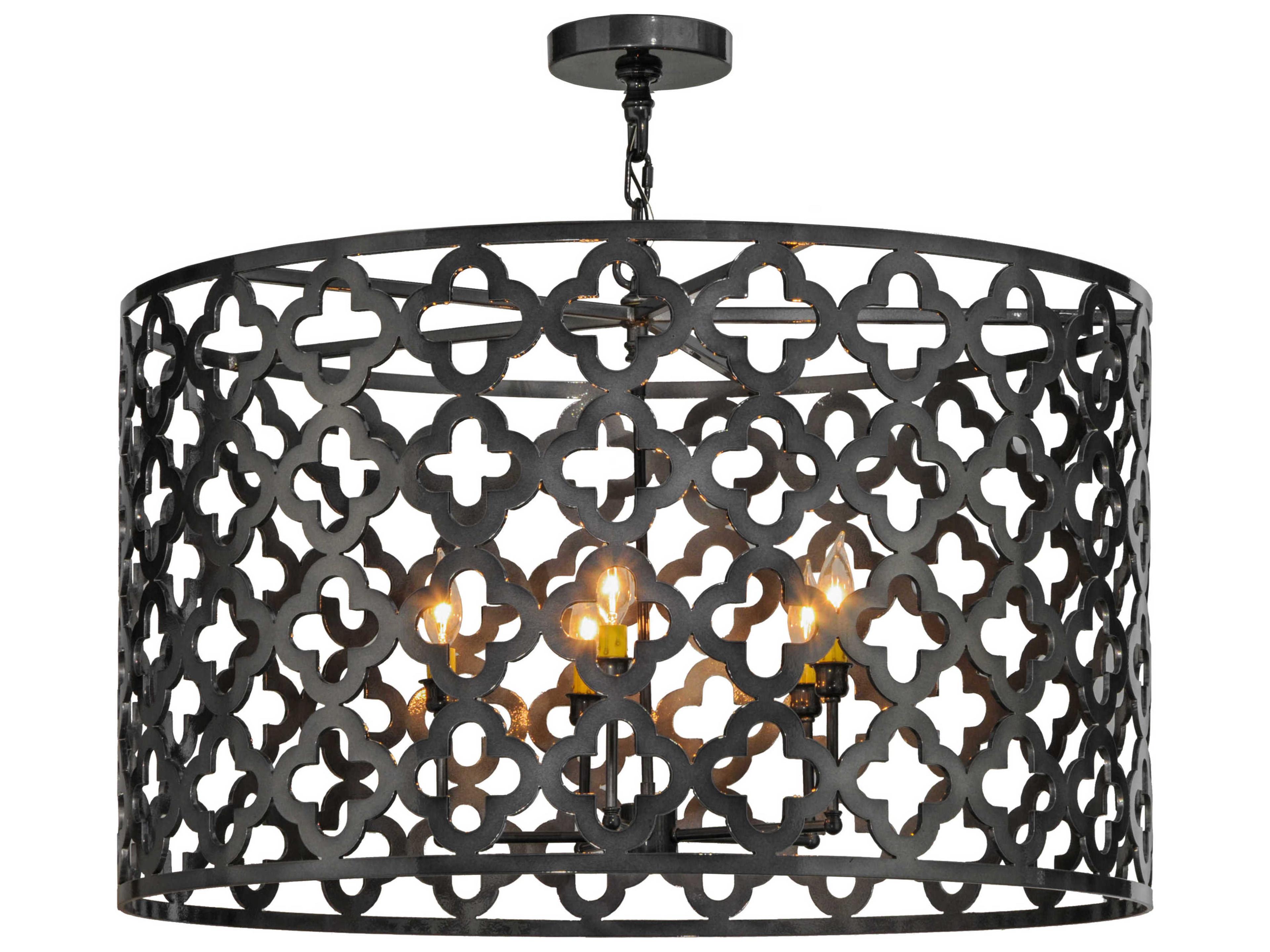 Victorian 5-Light Black Drum Pendant