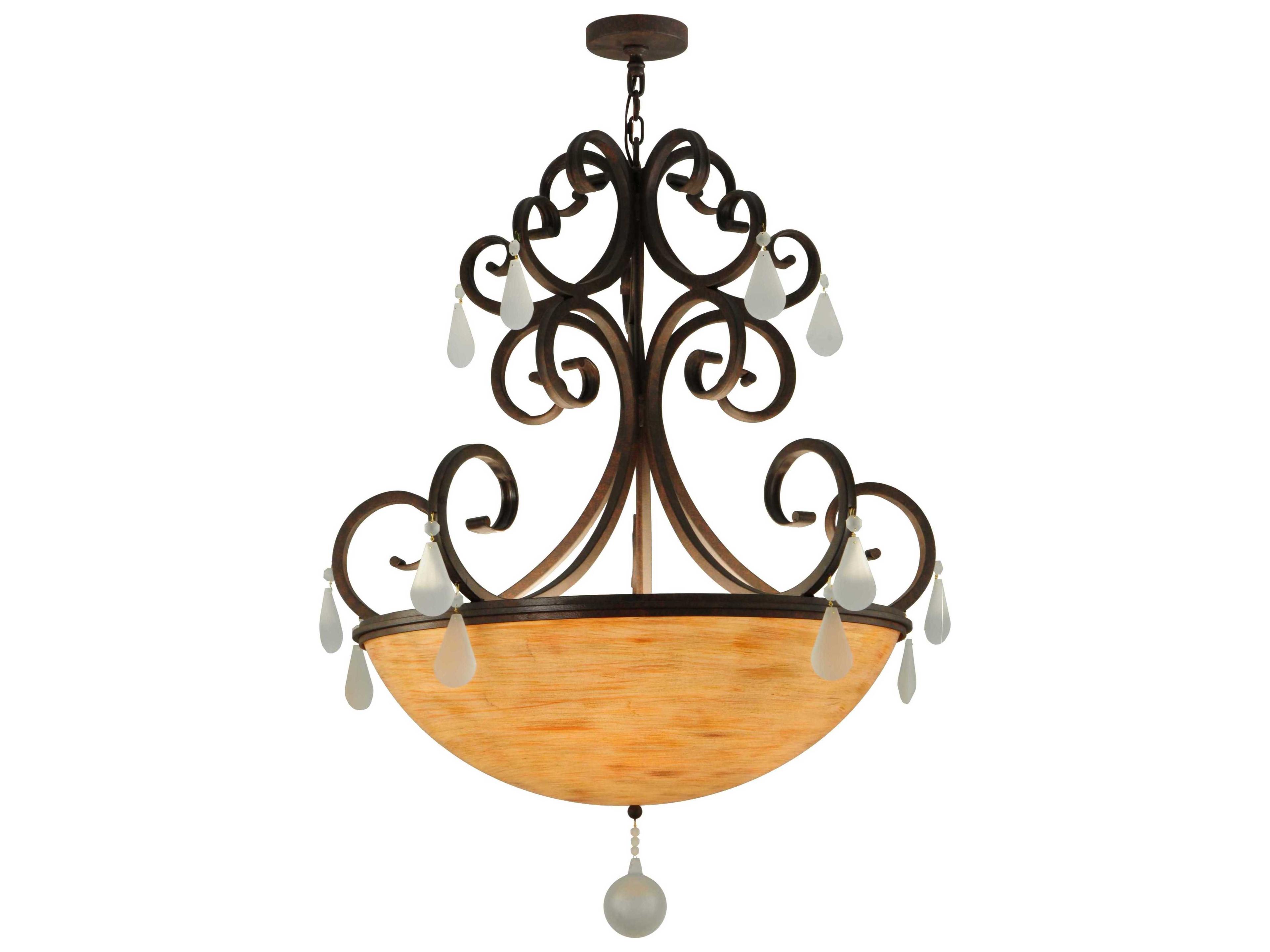 Victorian 5-Light Bronze Crystal Bowl Pendant